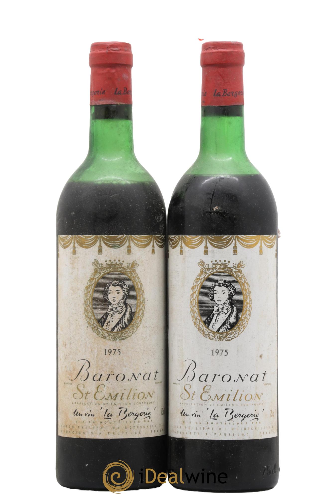Saint-Émilion Baronat La Bergerie 1975 - Lot de 2 bouteilles - 0