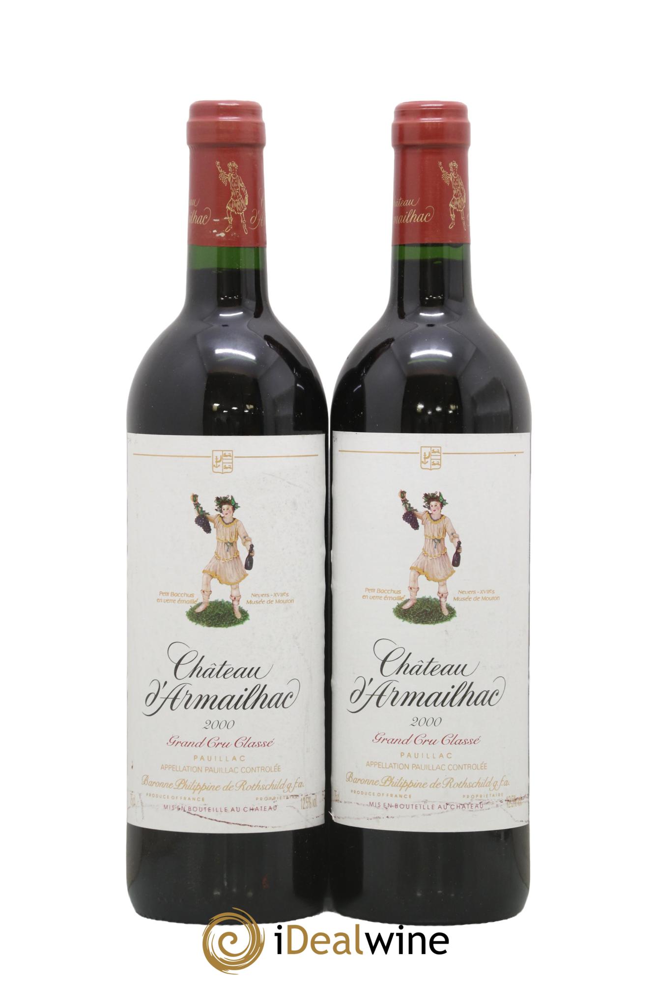 Château d' Armailhac - Mouton Baron(ne) Philippe 5ème Grand Cru Classé 2000 - Lot de 2 bouteilles - 0