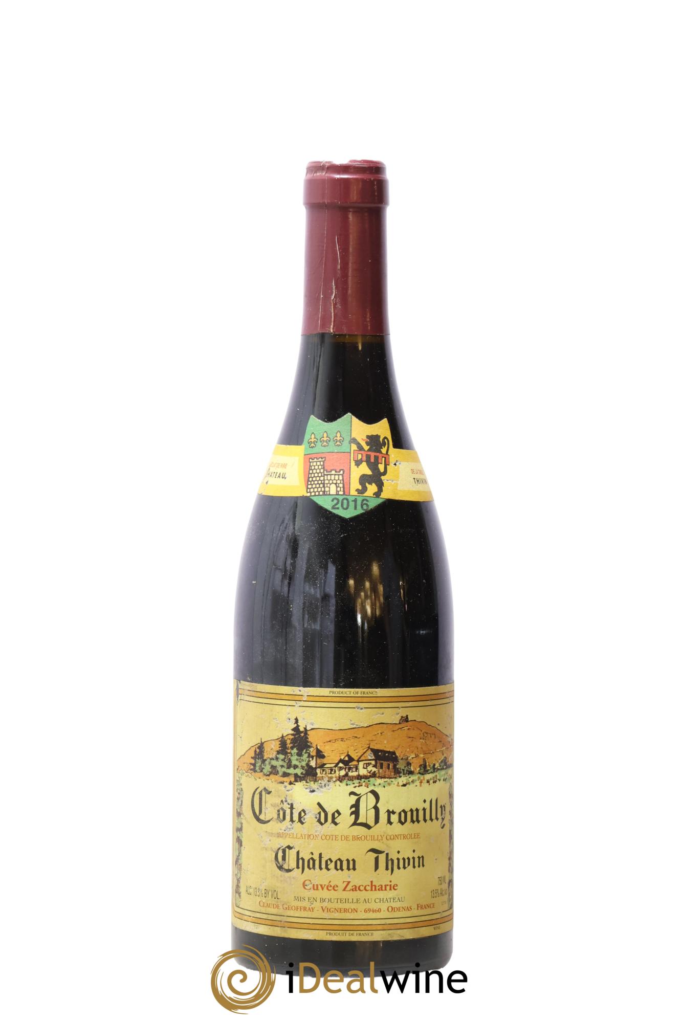 Côte de Brouilly Cuvée Zaccharie Château Thivin 2016 - Lot de 1 bouteille - 0
