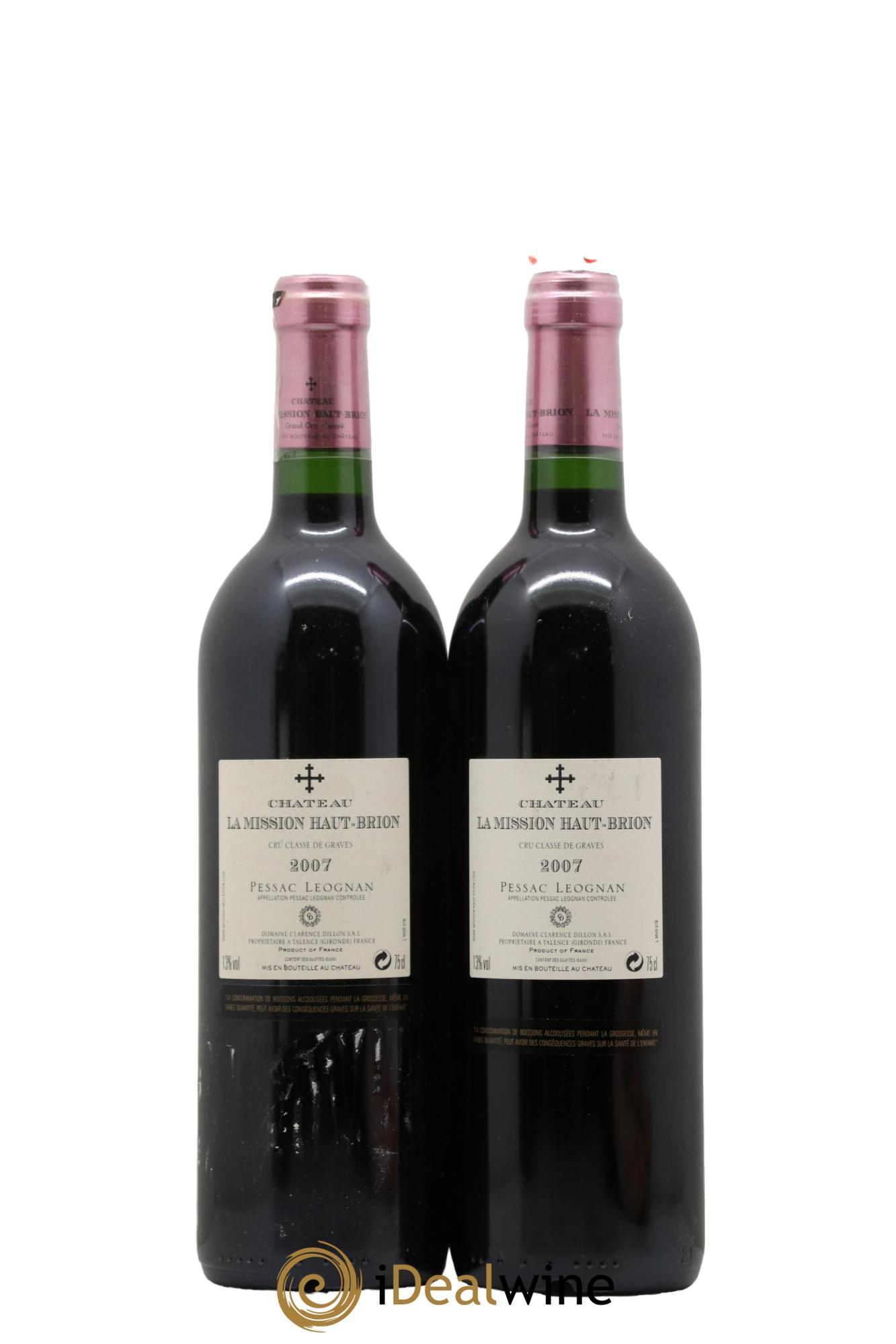 Château la Mission Haut-Brion Cru Classé de Graves 2007 - Lot of 2 bottles - 1