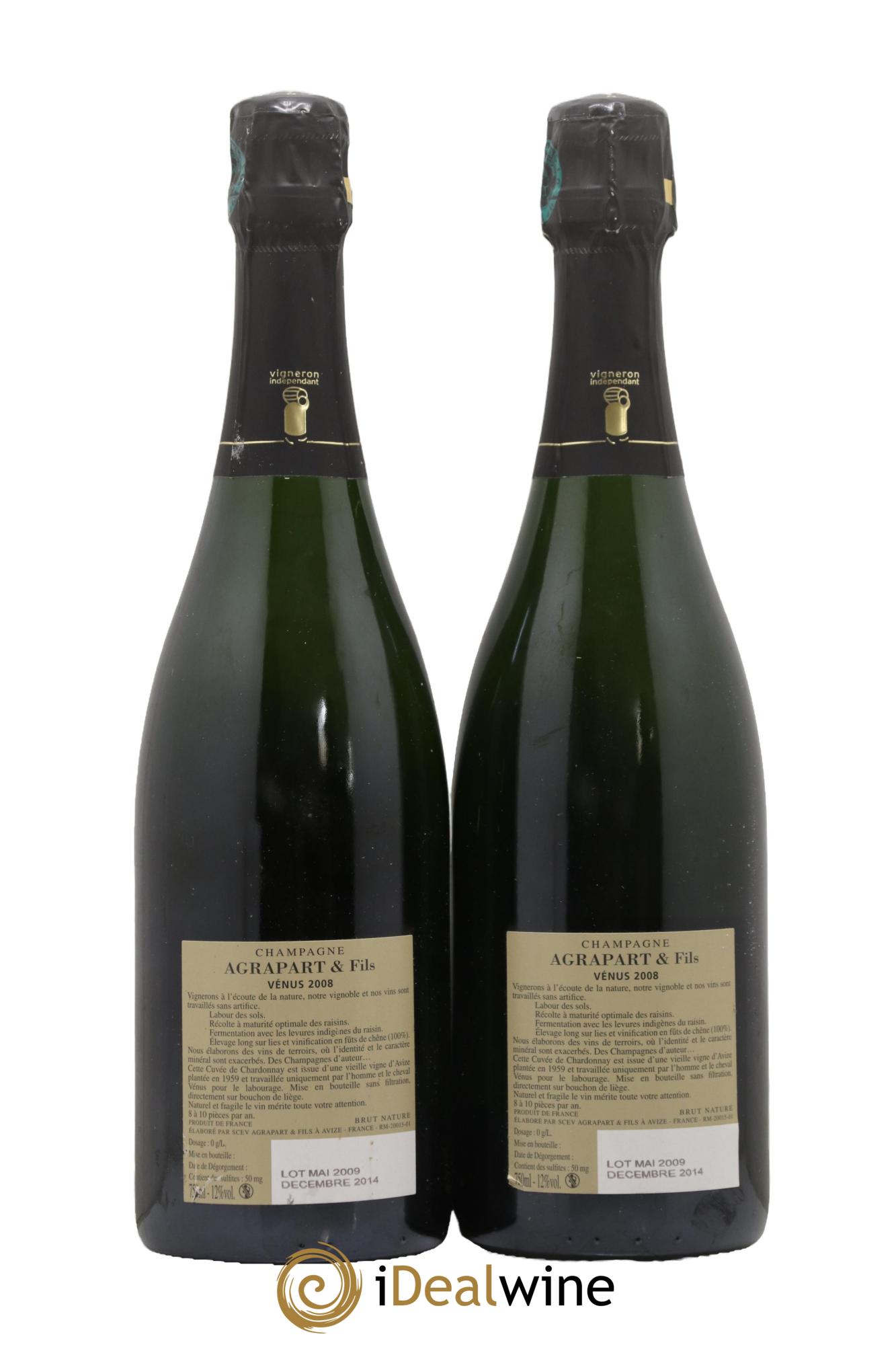 Vénus Blanc de Blancs Brut Nature Pascal Agrapart 2008 - Lot de 2 bouteilles - 1