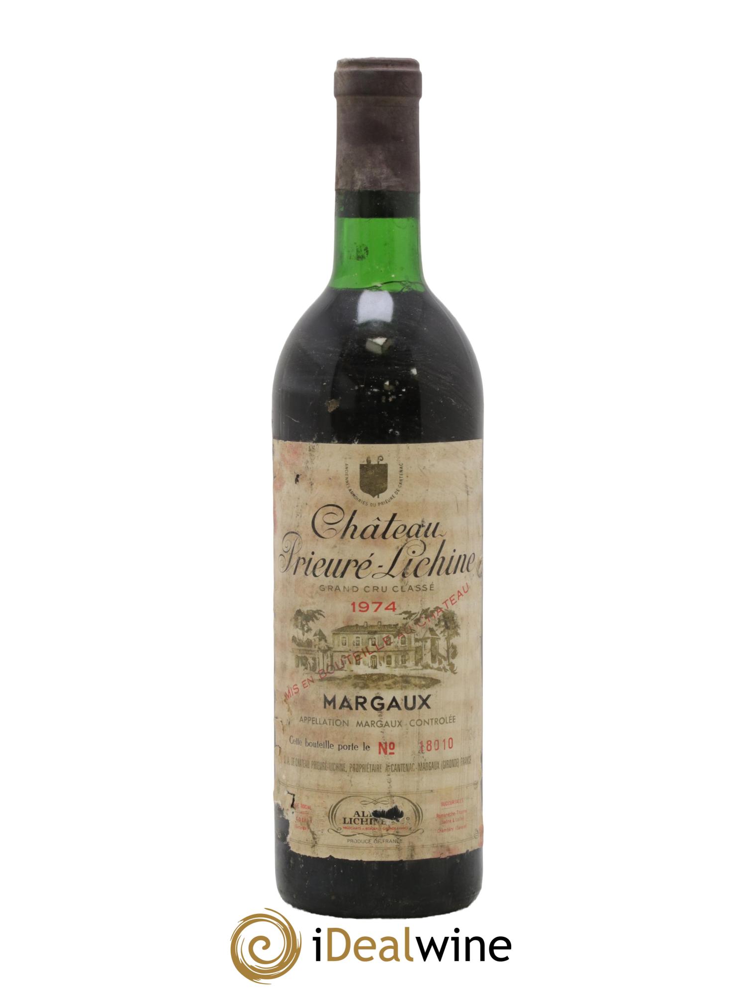 Château Prieuré Lichine 4ème Grand Cru Classé 1974 - Lot de 1 bouteille - 0