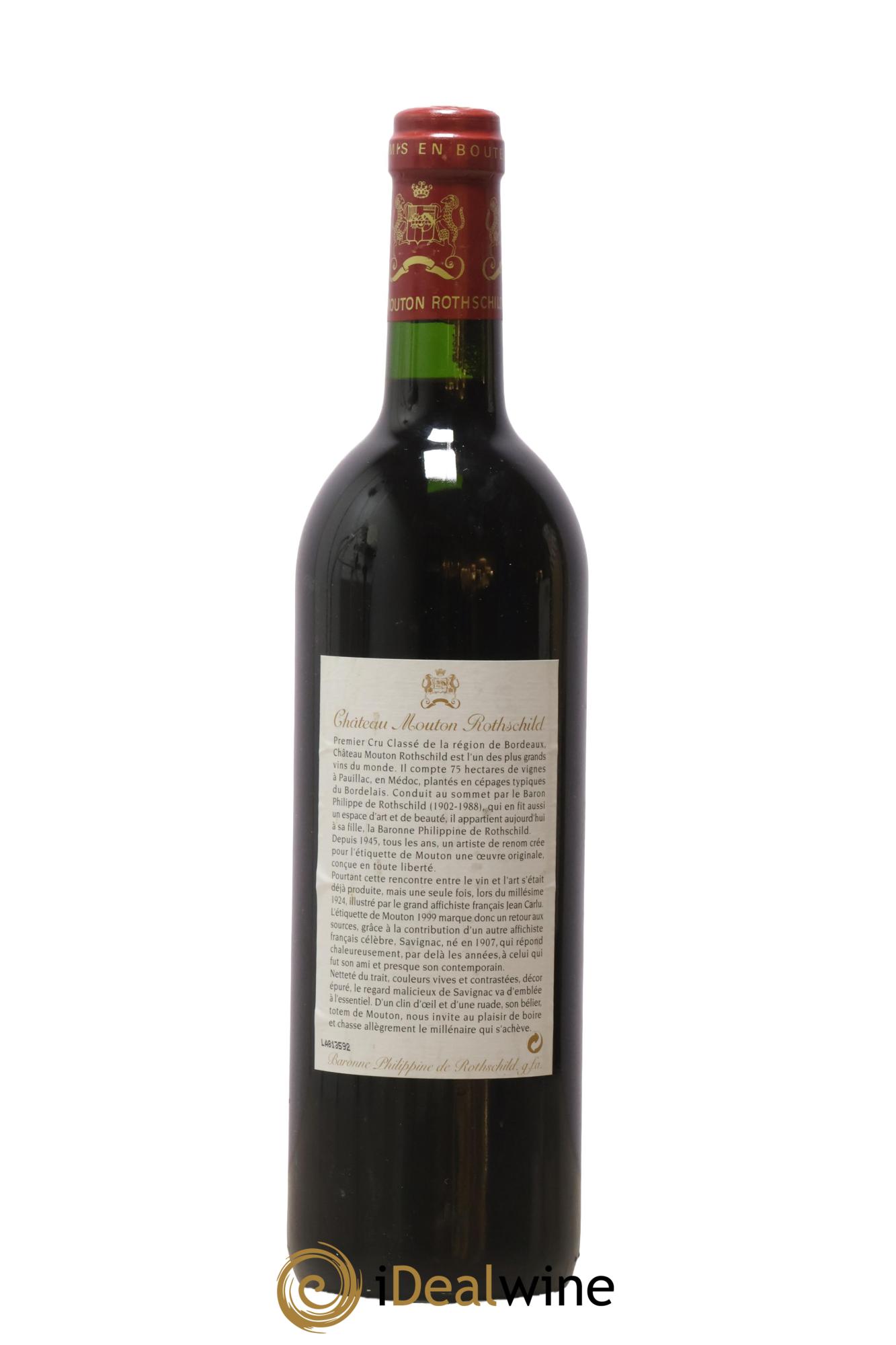 Château Mouton Rothschild 1er Grand Cru Classé 1999 - Lotto di 1 bottiglia - 1