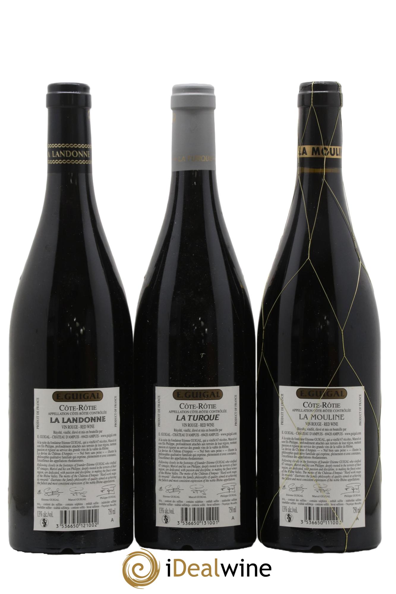 Côte-Rôtie Guigal Trilogie La Turque - La Landonne - La Mouline 2009 - Lot of 3 bottles - 1