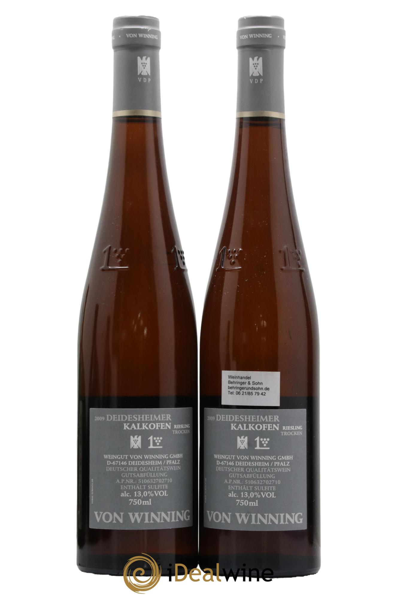 Allemagne Pfalz Riesling Kalkofen GG Von Winning 2009 - Lotto di 2 bottiglie - 1