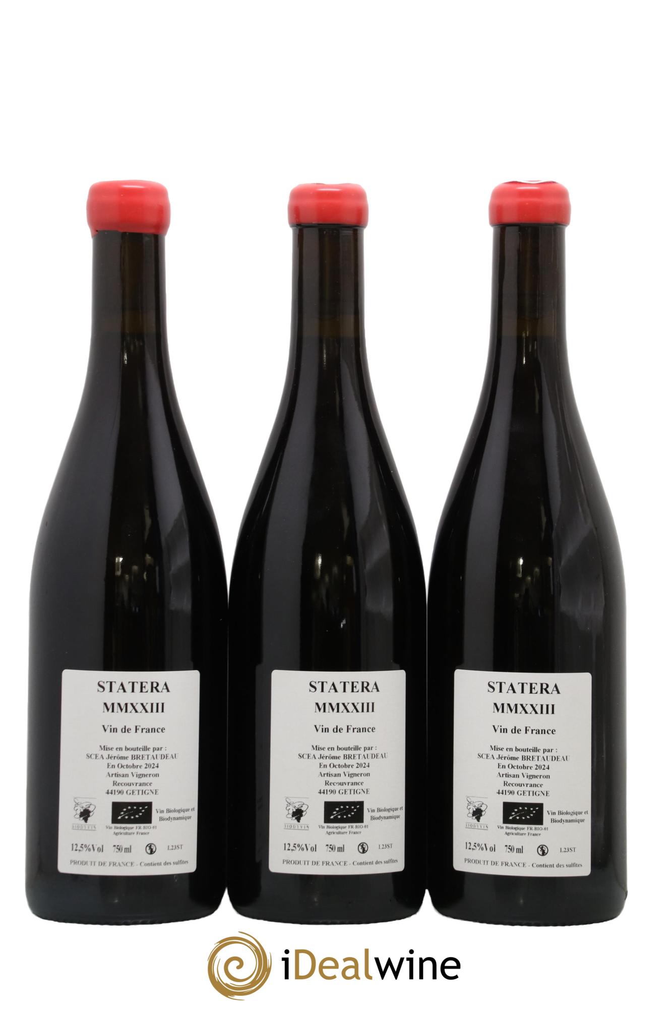 Vin de France Statera Jérôme Bretaudeau - Domaine de Bellevue 2023 - Lot of 3 bottles - 1