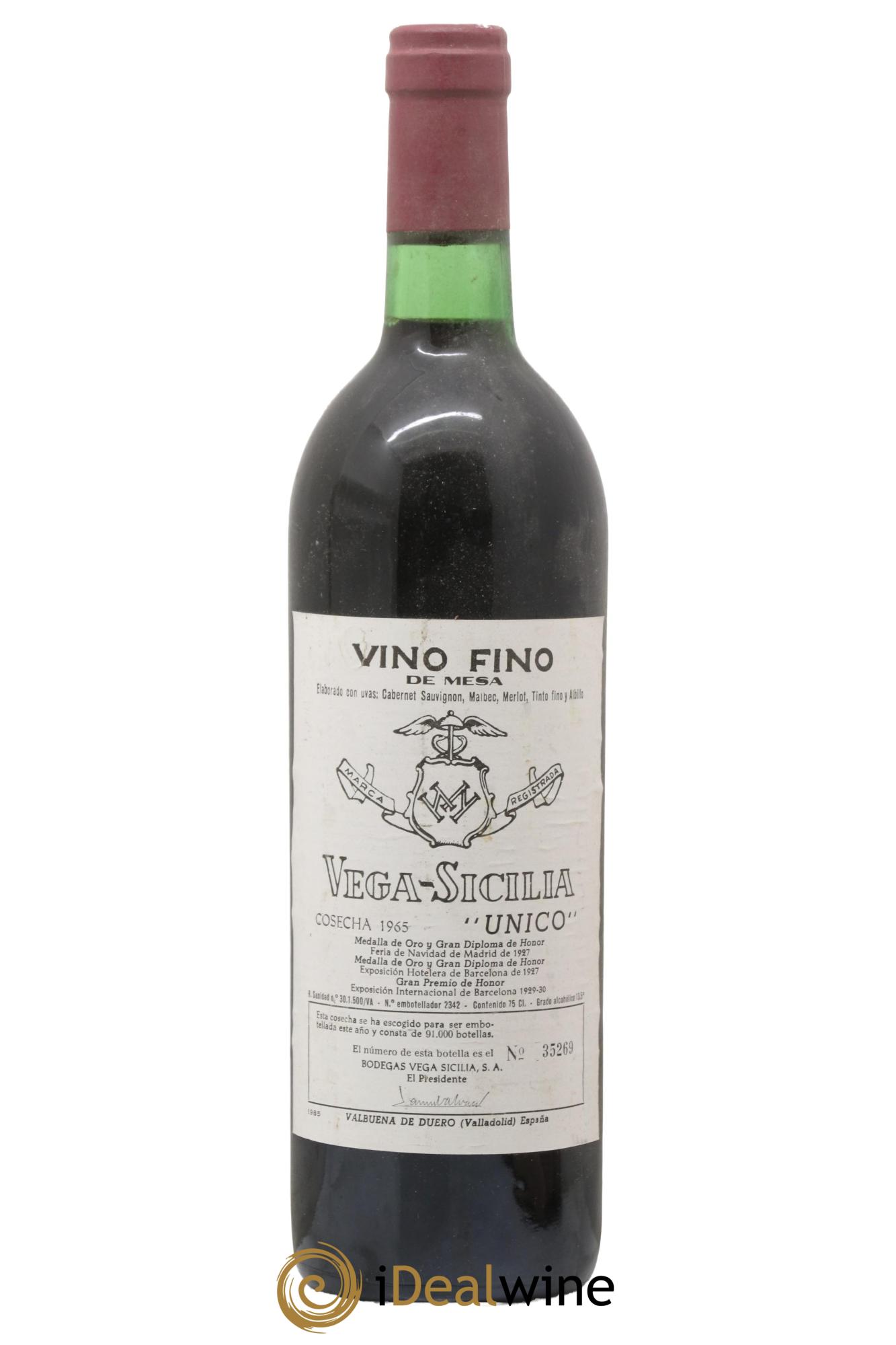 Ribera Del Duero DO Vega Sicilia Unico Famille Alvarez 1965 - Lot of 1 bottle - 0