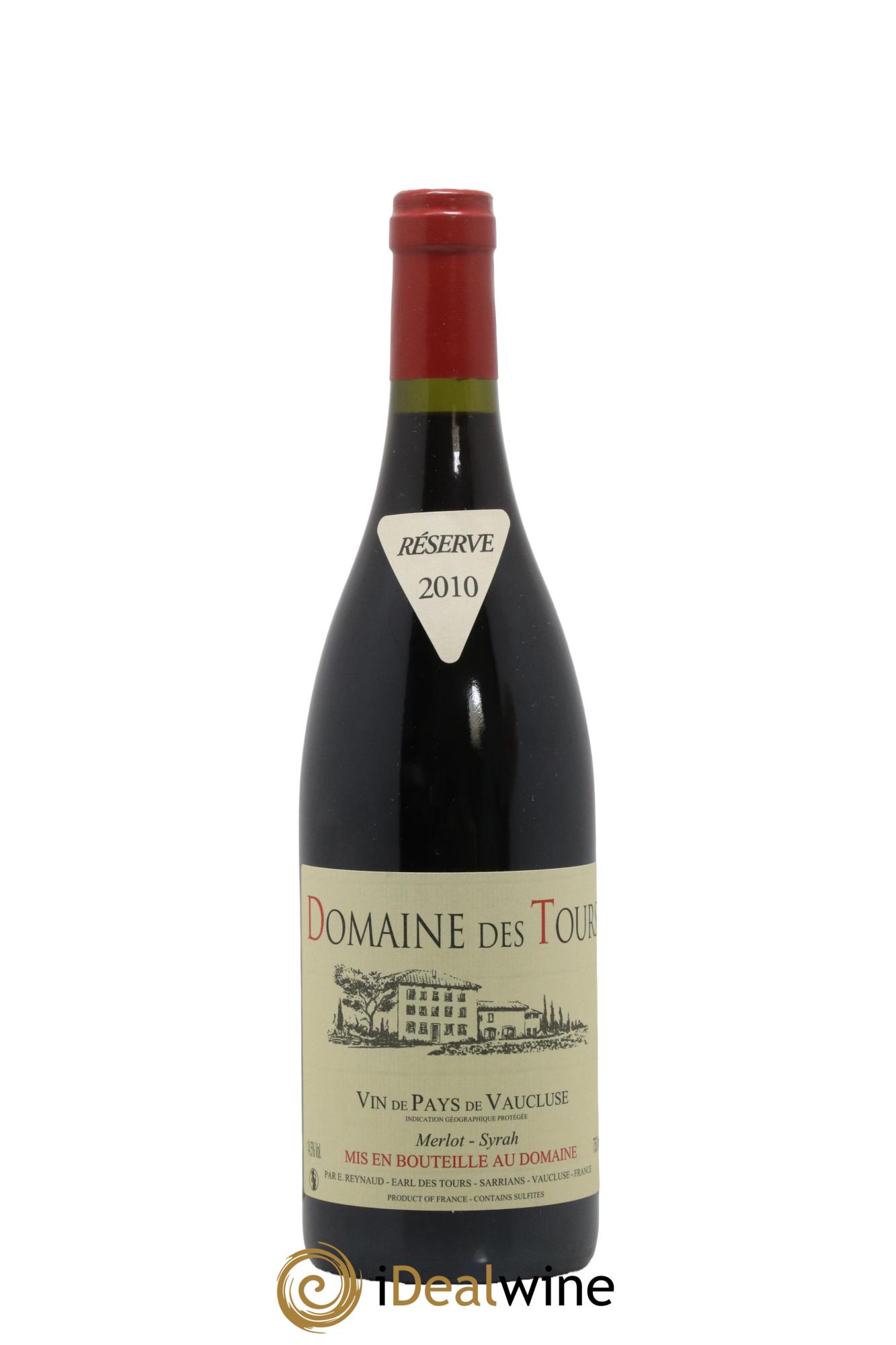 Vaucluse Domaine des Tours Merlot-Syrah Emmanuel Reynaud 2010 - Lot de 1 bouteille - 0
