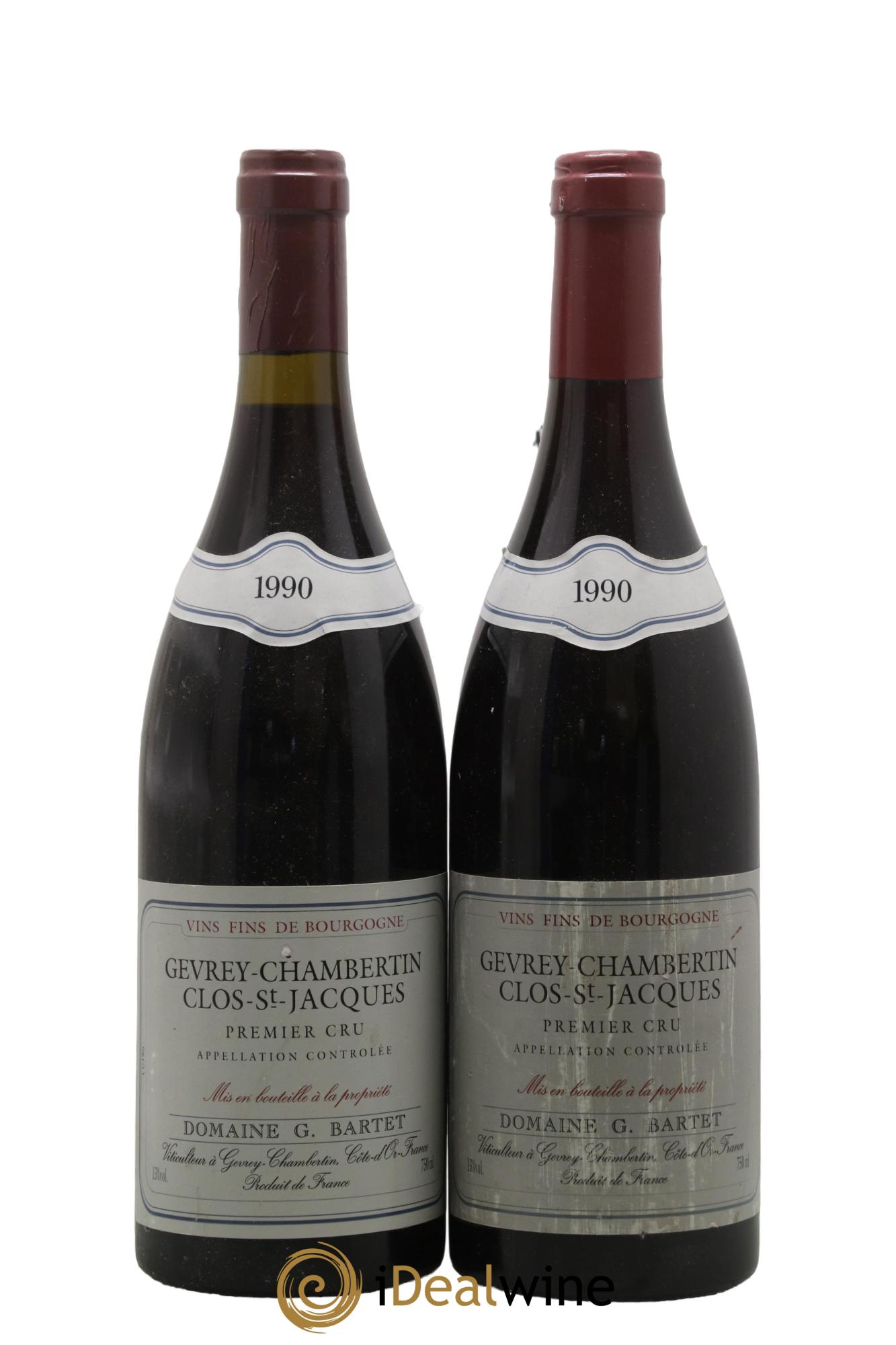 Gevrey-Chambertin 1er Cru Clos St-Jacques Domaine Bartet 1990 - Lot de 2 bouteilles - 0