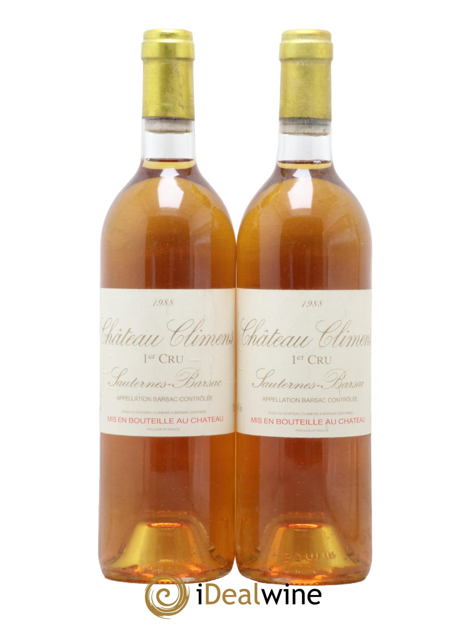 Château Climens 1er Grand Cru Classé 1988 - Lotto di 2 bottiglie - 0