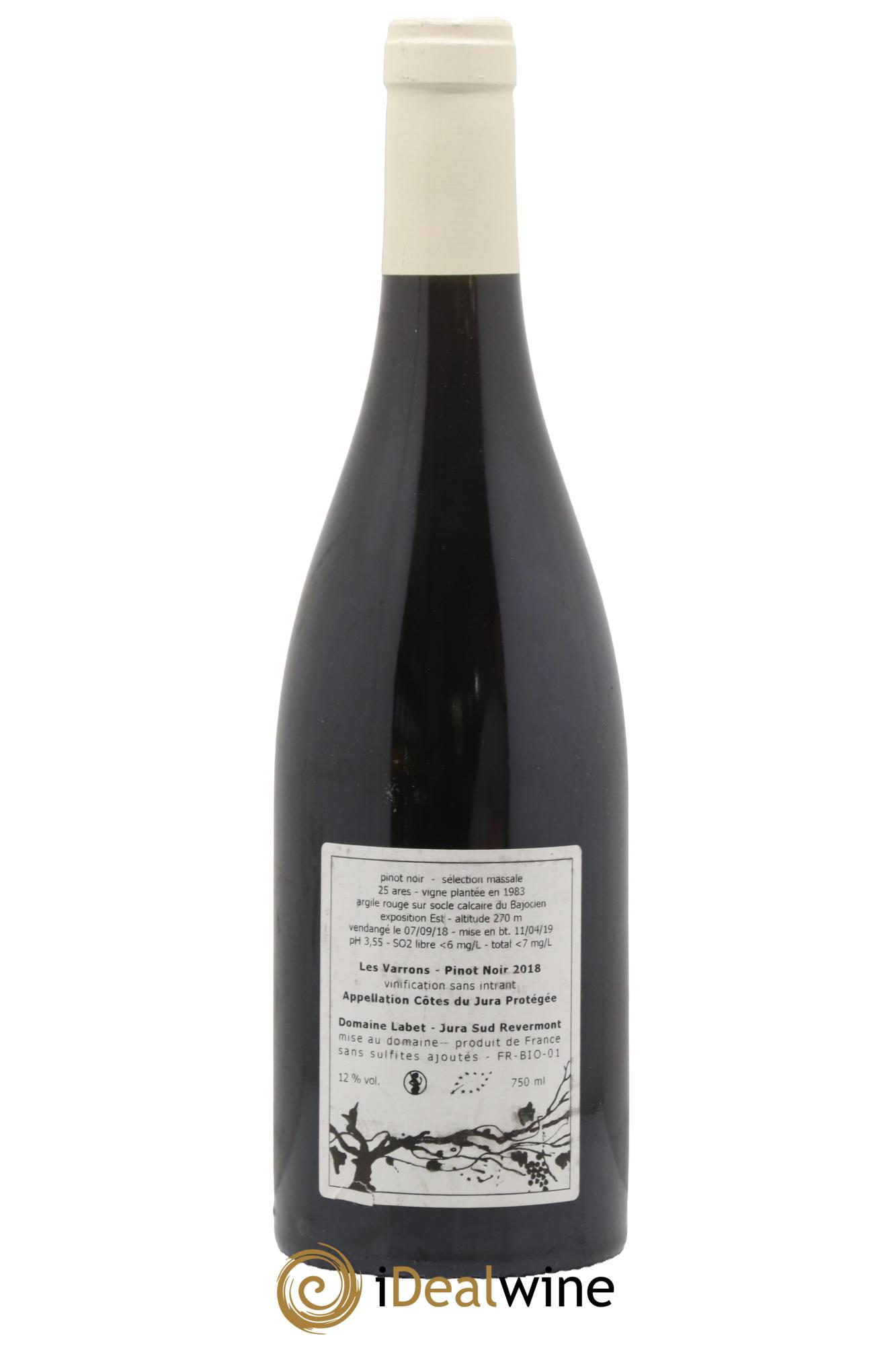 Côtes du Jura Pinot Noir Les Varrons Sélection Massale Romain - Julien - Charline Labet 2018 - Lot de 1 bouteille - 1