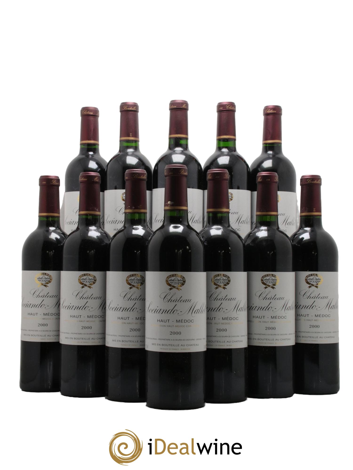 Château Sociando Mallet 2000 - Lot de 12 bouteilles - 0