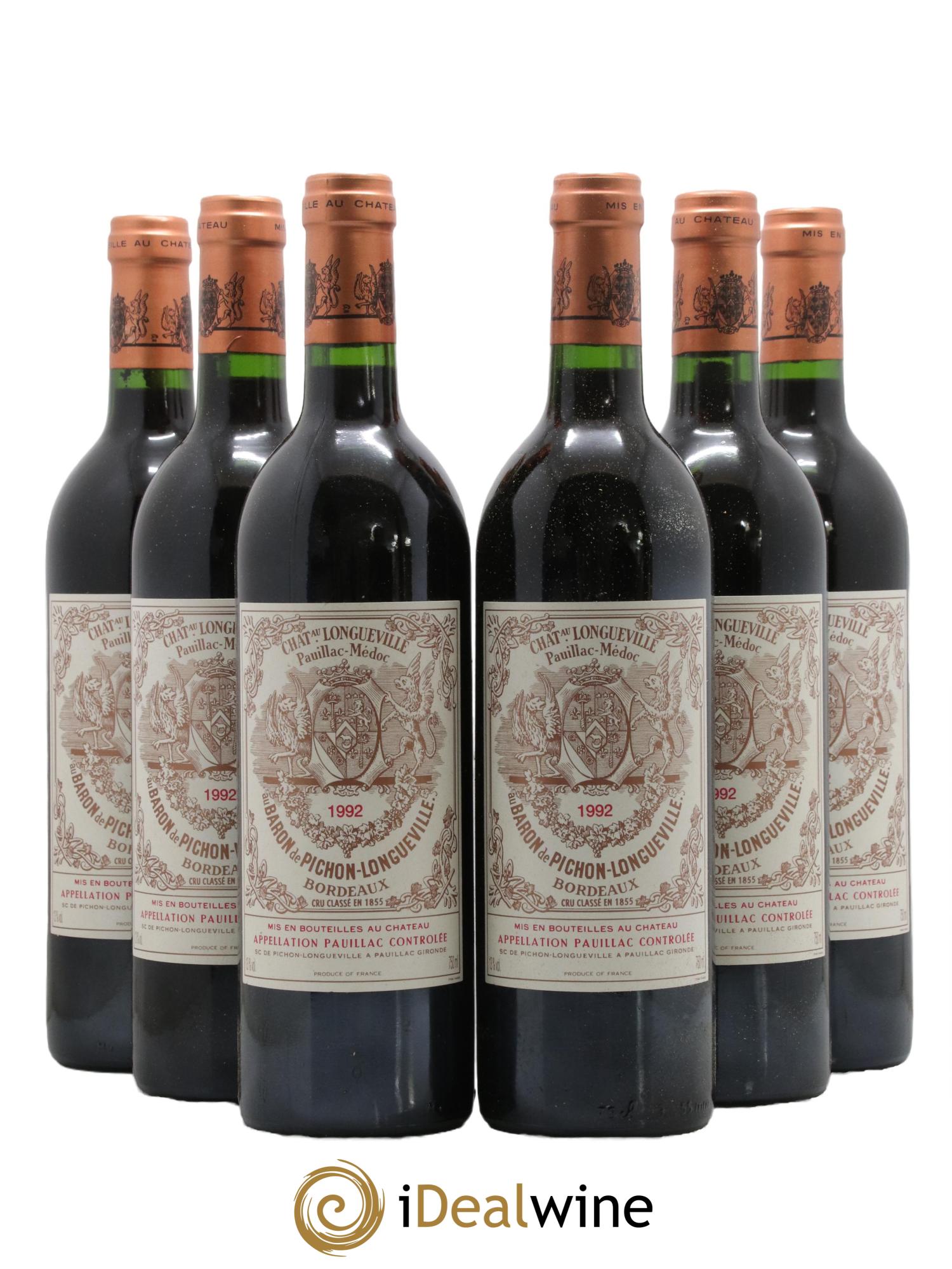 Pichon Longueville Baron 2ème Grand Cru Classé 1992 - Lot de 6 bouteilles - 0