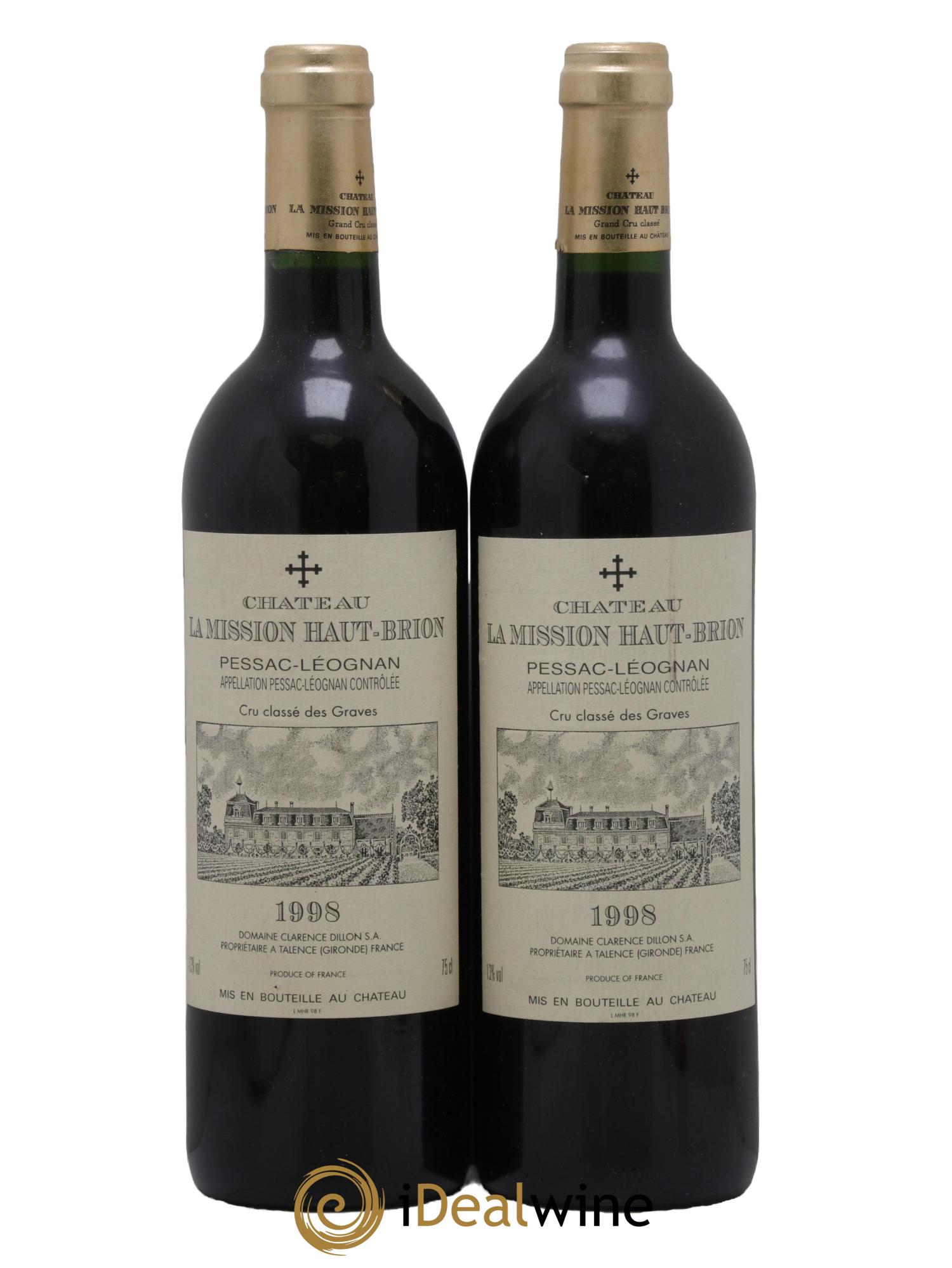 Château la Mission Haut-Brion Cru Classé de Graves 1998 - Lot de 2 bouteilles - 0