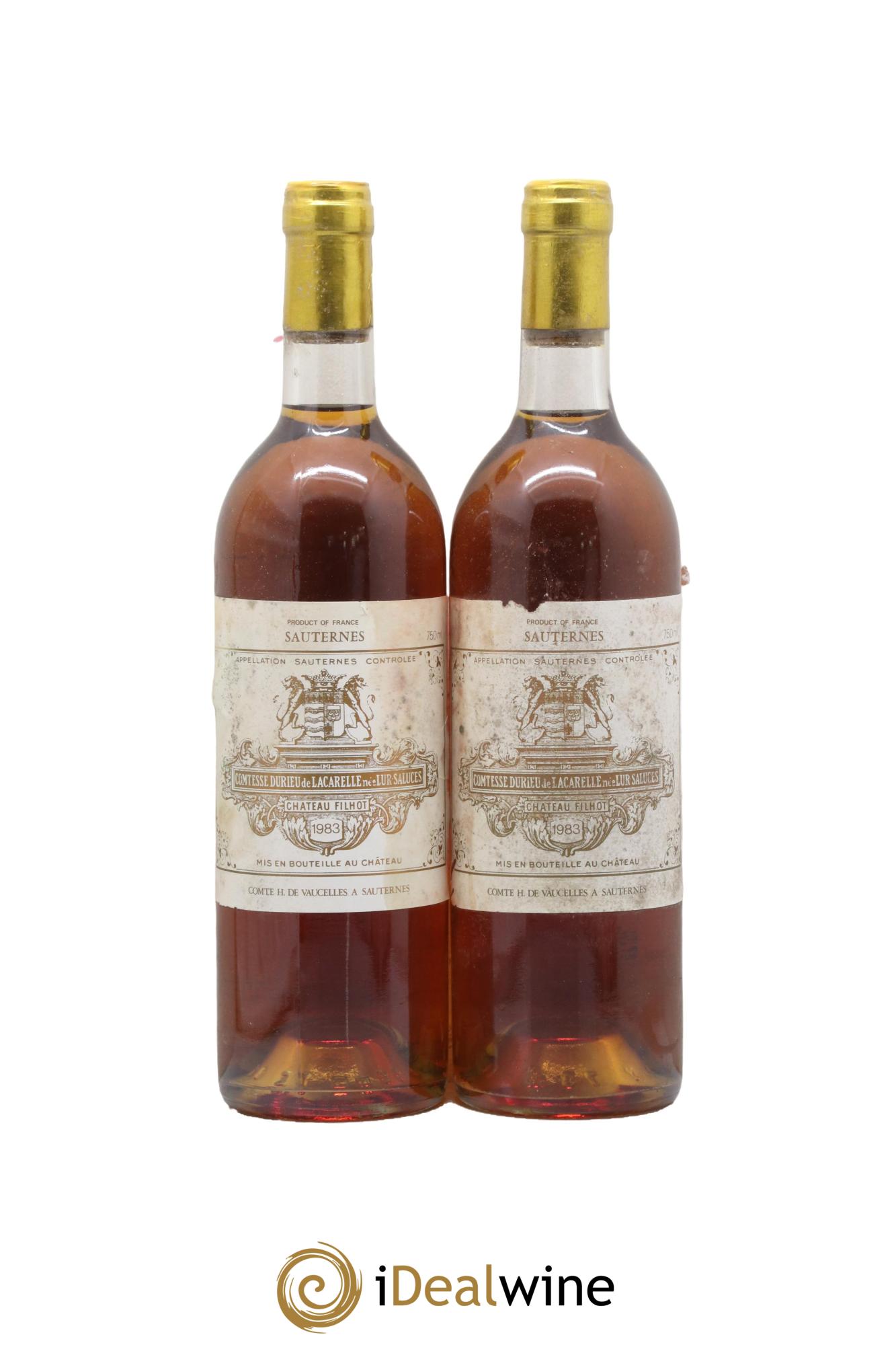 Château Filhot 2ème Grand Cru Classé 1983 - Lot de 2 bouteilles - 0