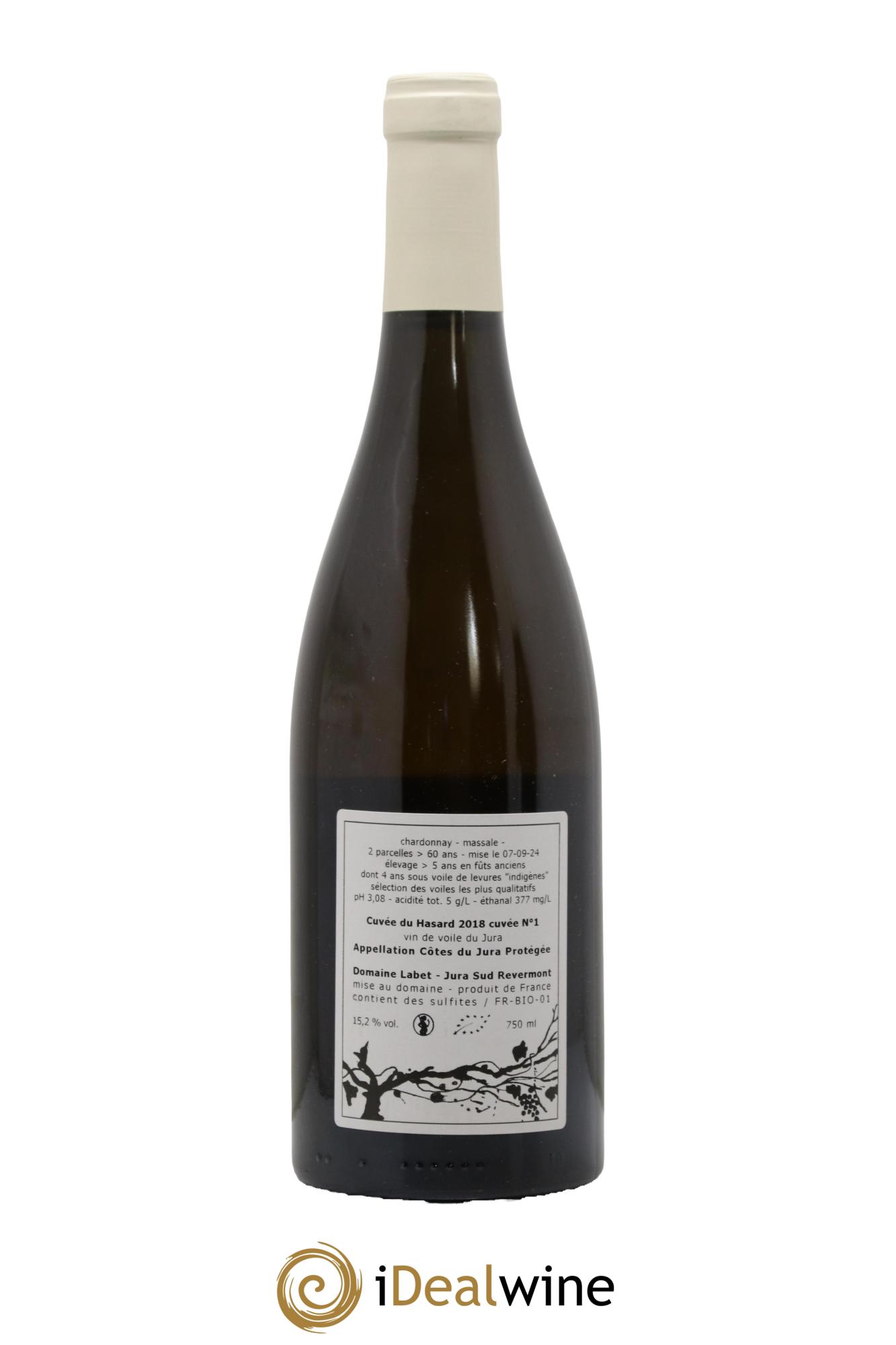 Côtes du Jura Vin de voile Chardonnay du Hasard Romain - Julien - Charline Labet 2018 - Lot de 1 bouteille - 1