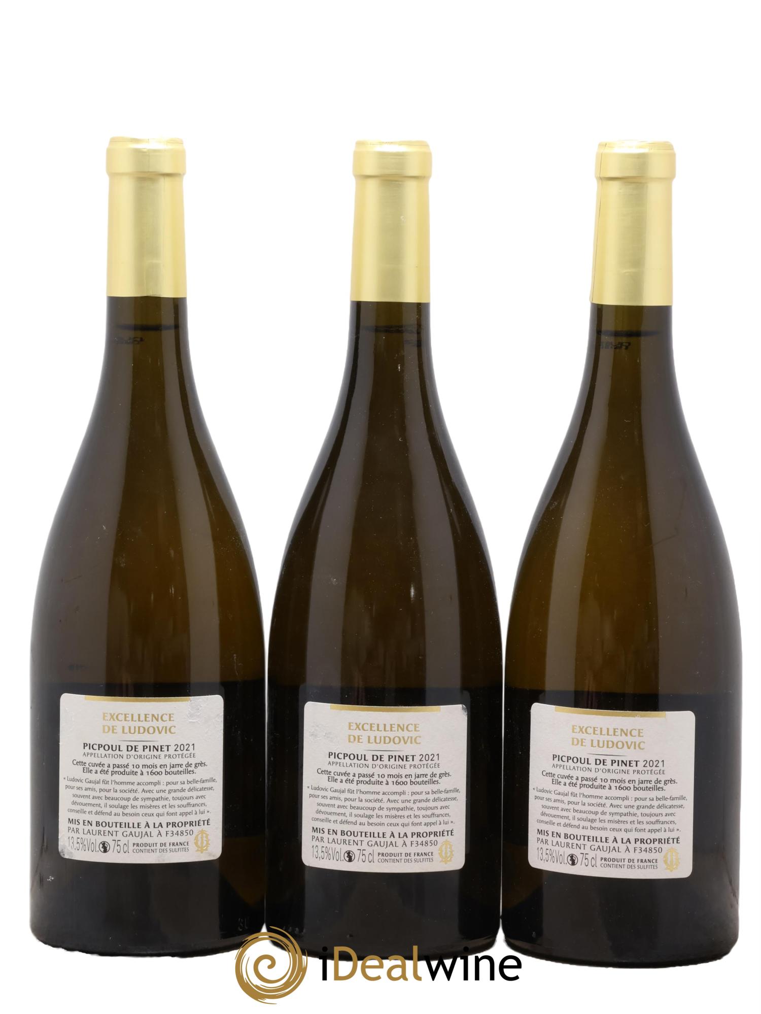 Languedoc Picpoul de Pinet Excellence de Ludovic Laurent Gaujal 2021 - Lotto di 3 bottiglie - 1
