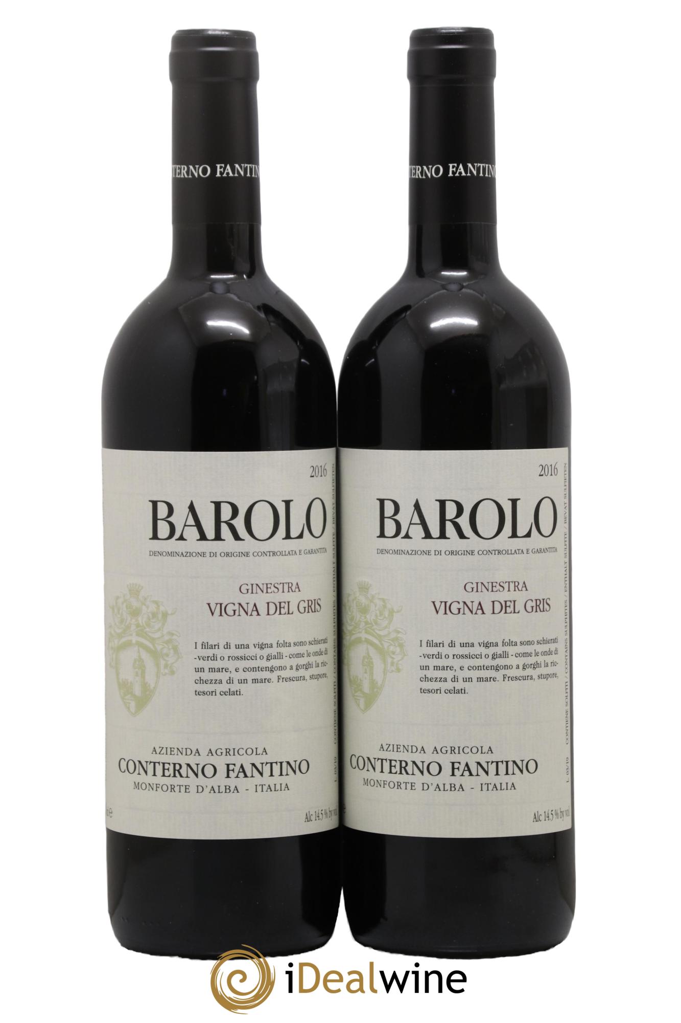 Barolo DOCG Ginestra Vigna Del gris Conterno Fantino 2016 - Lot de 2 bouteilles - 0