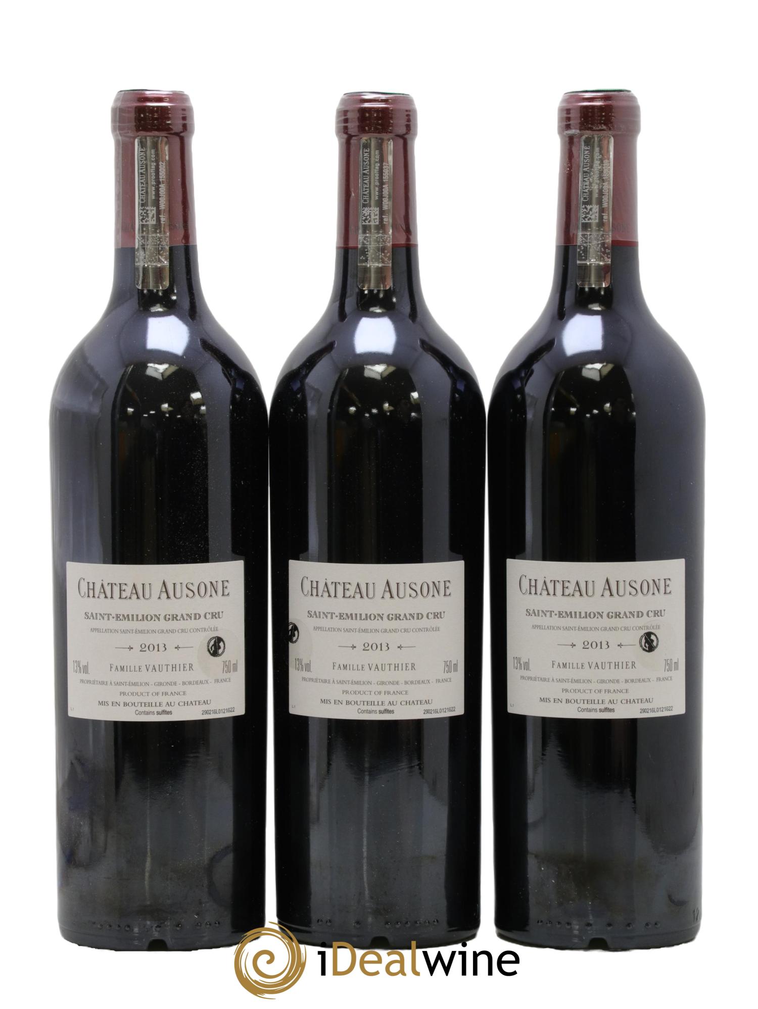 Château Ausone 1er Grand Cru Classé A 2013 - Lot of 3 bottles - 1