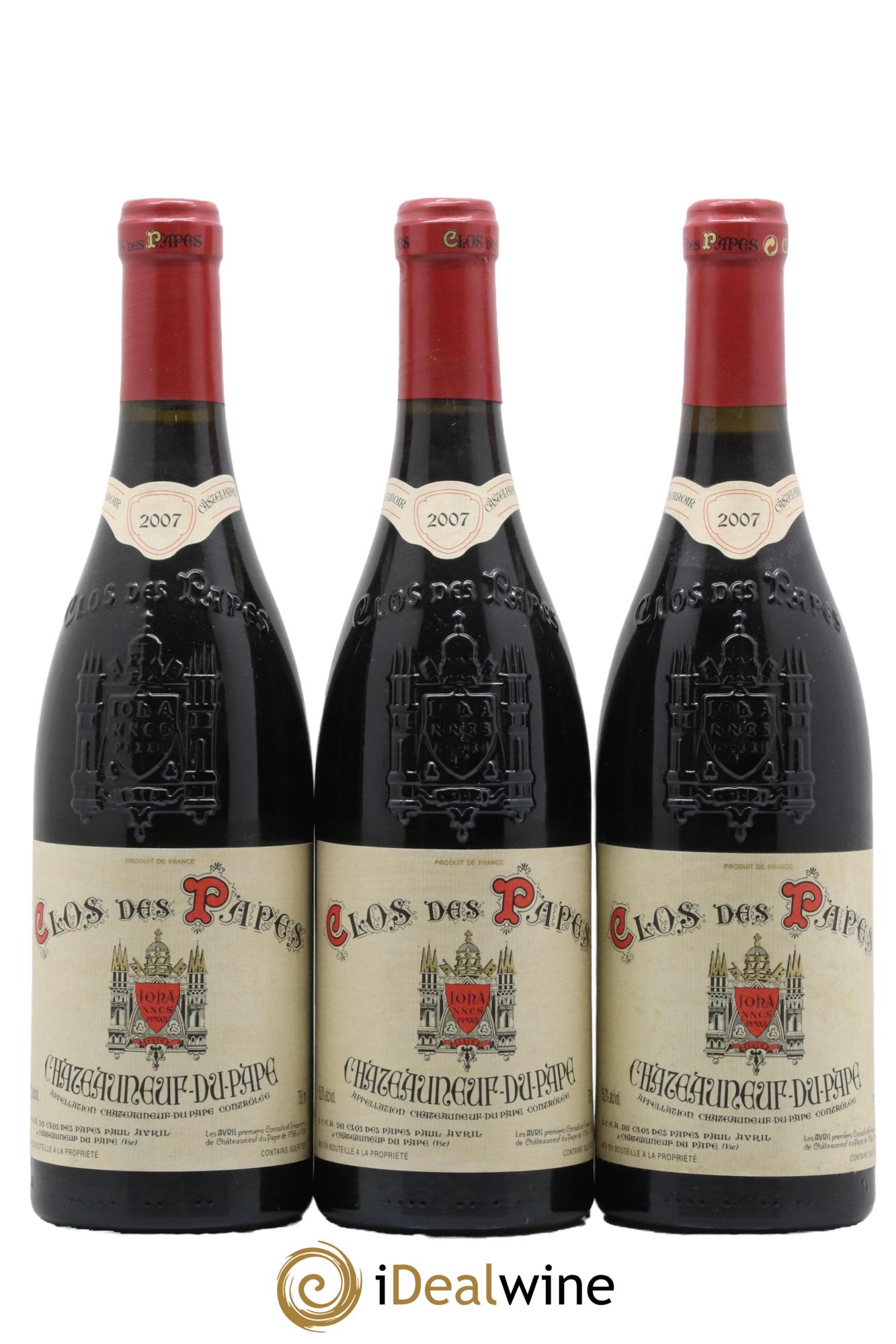 Châteauneuf-du-Pape Clos des Papes - Paul Avril 2007 - Lot de 3 bouteilles - 0