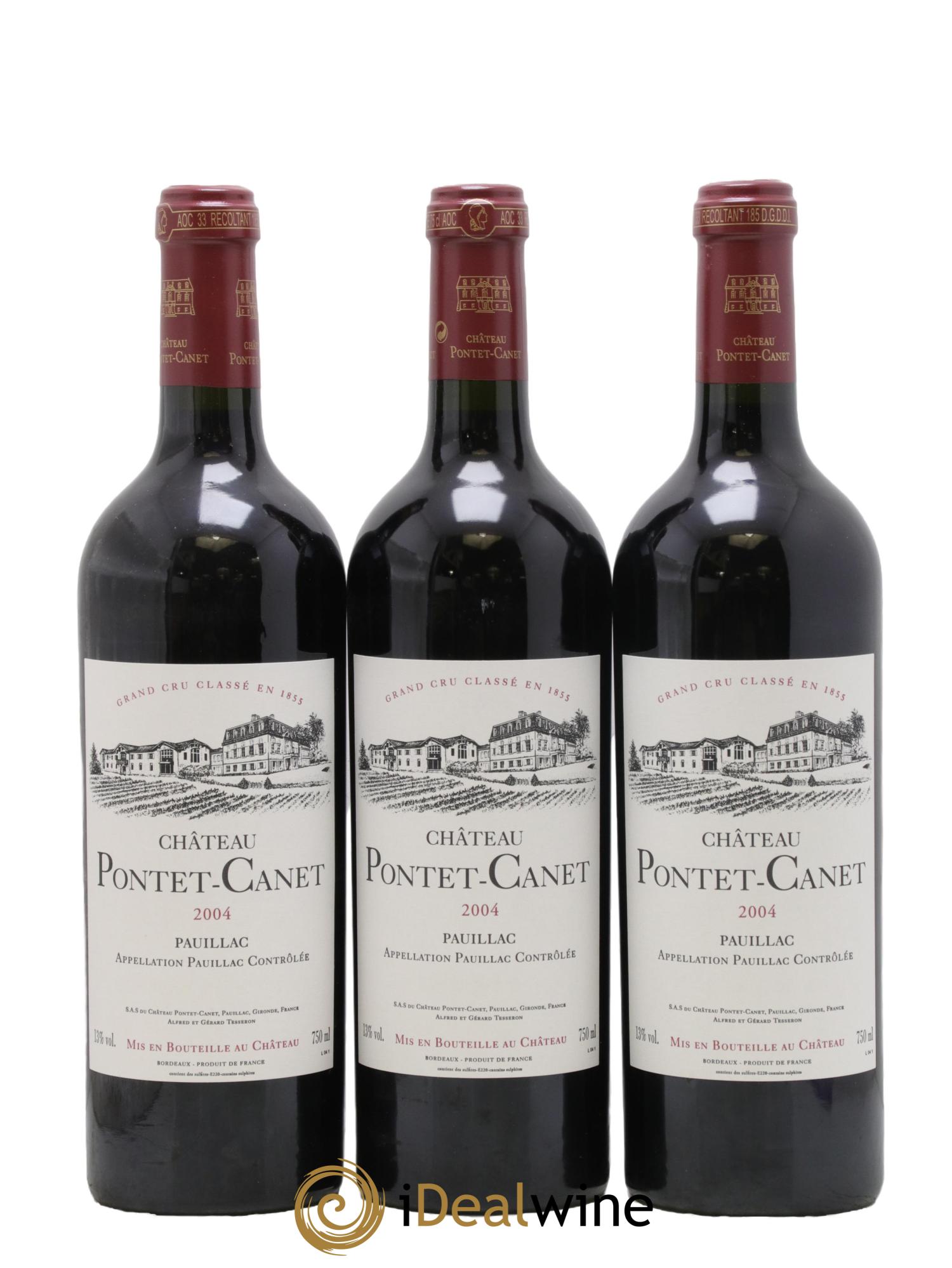 Château Pontet Canet 5ème Grand Cru Classé 2004 - Posten von 3 Flaschen - 0