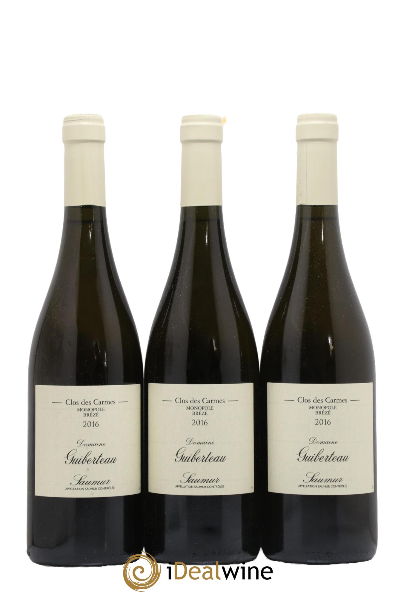 Saumur Brézé Clos des Carmes Domaine Guiberteau 2016 - Lot de 3 bouteilles - 0