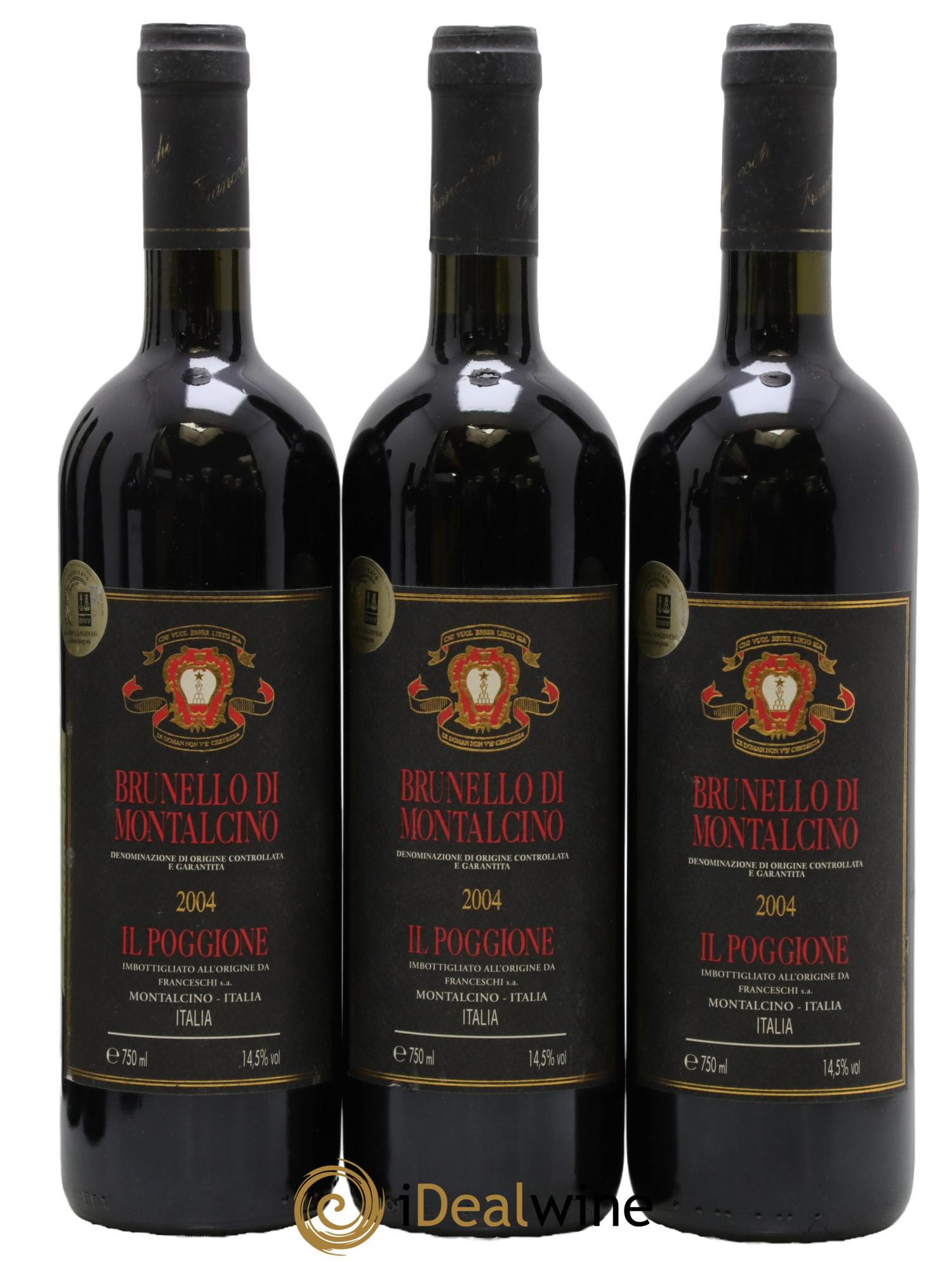 Brunello di Montalcino DOCG Il Poggione Lavinio Franceschi 2004 - Lot de 3 bouteilles - 0