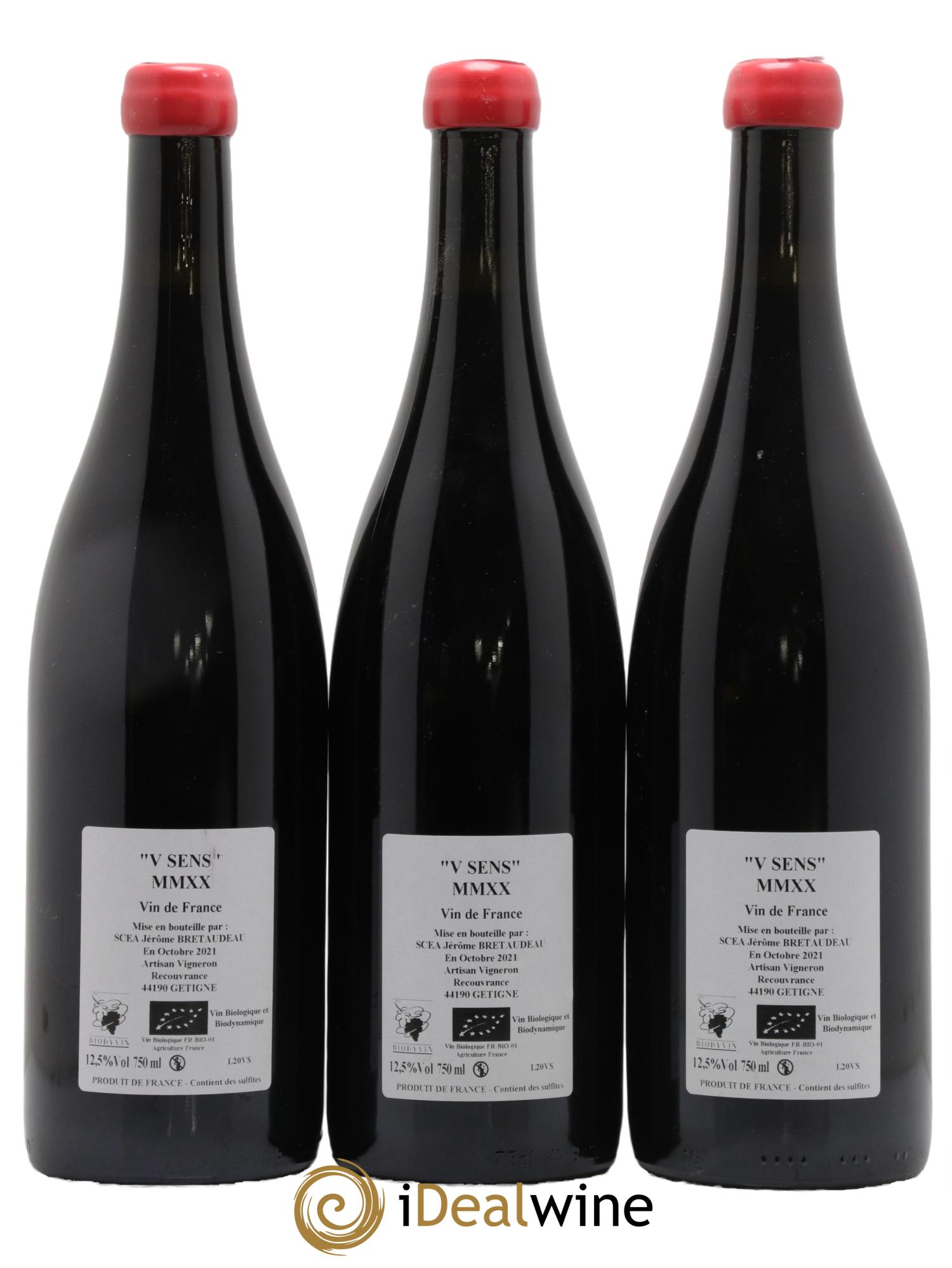 Vin de France V Sens Jérôme Bretaudeau - Domaine de Bellevue 2020 - Lot de 3 bouteilles - 1