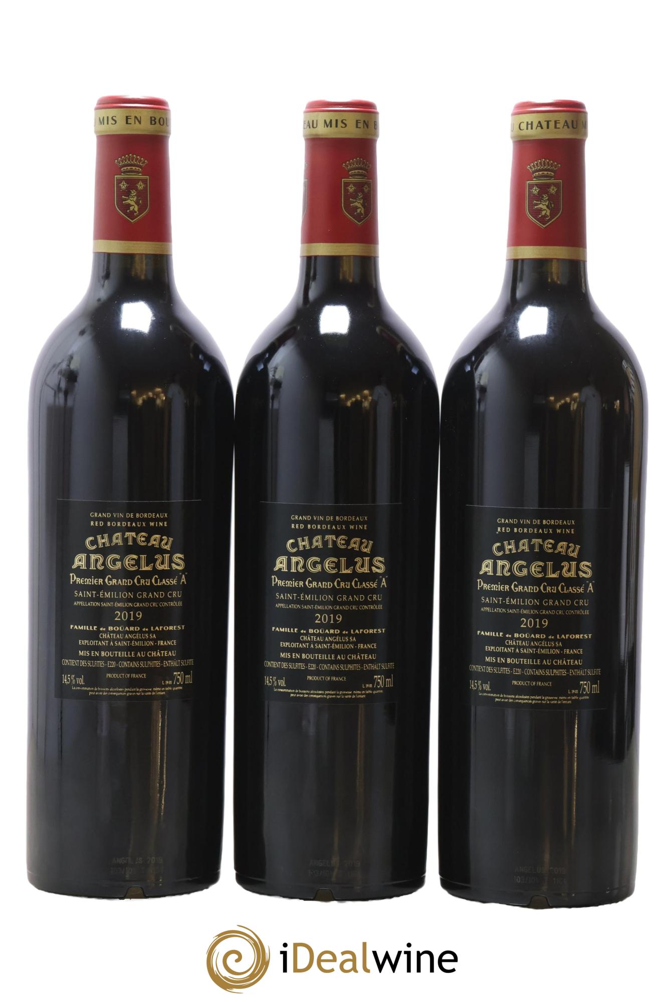 Château Angélus 1er Grand Cru Classé A 2019 - Lot de 3 bouteilles - 1