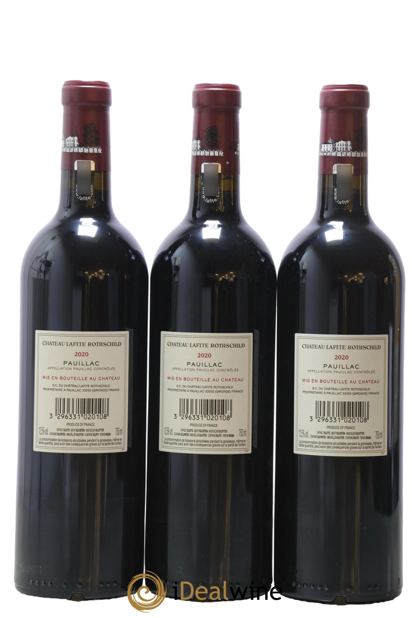 Château Lafite Rothschild 1er Grand Cru Classé 2020 - Lotto di 3 bottiglie - 1