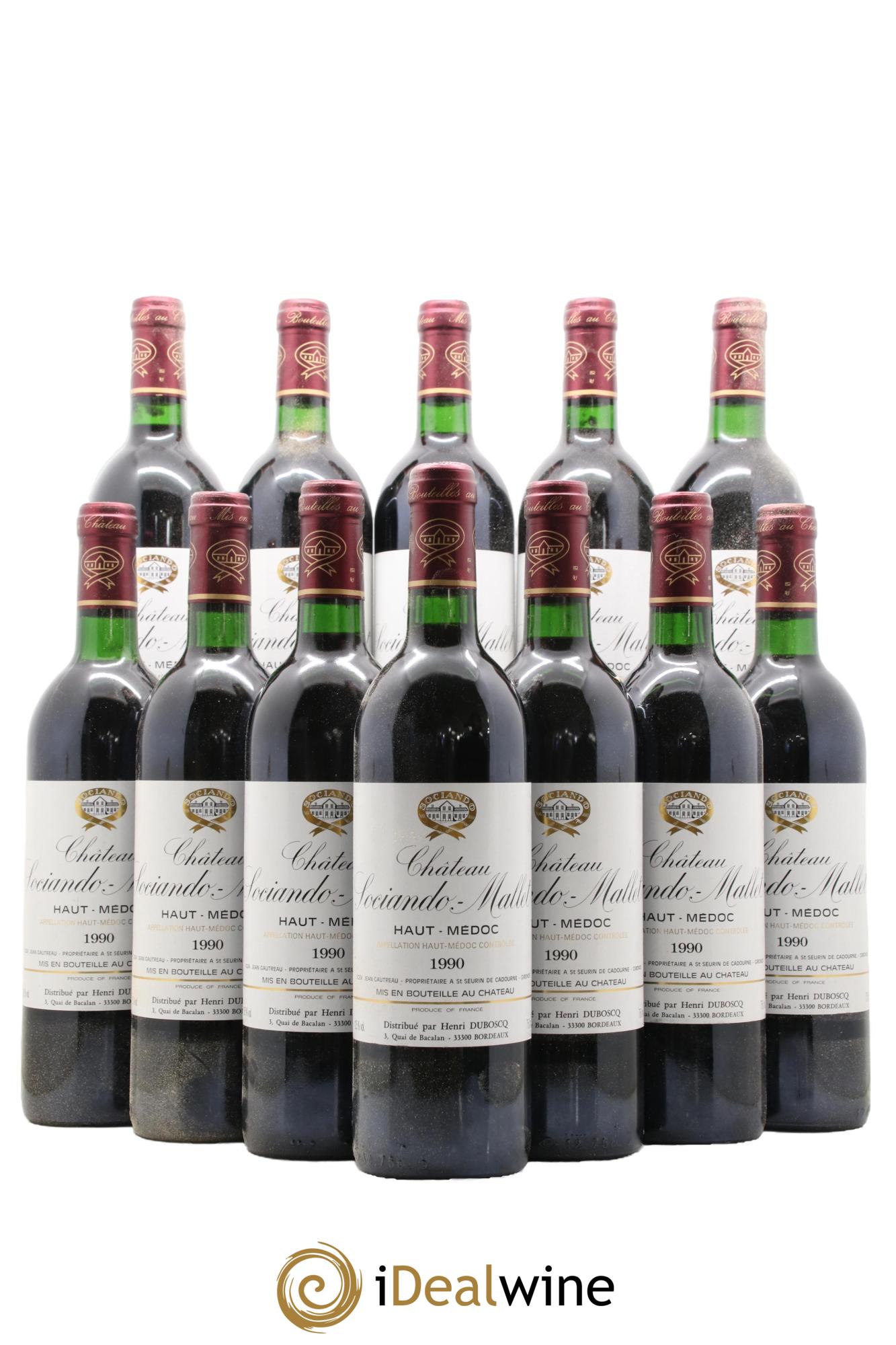 Château Sociando Mallet 1990 - Lot de 12 bouteilles - 0