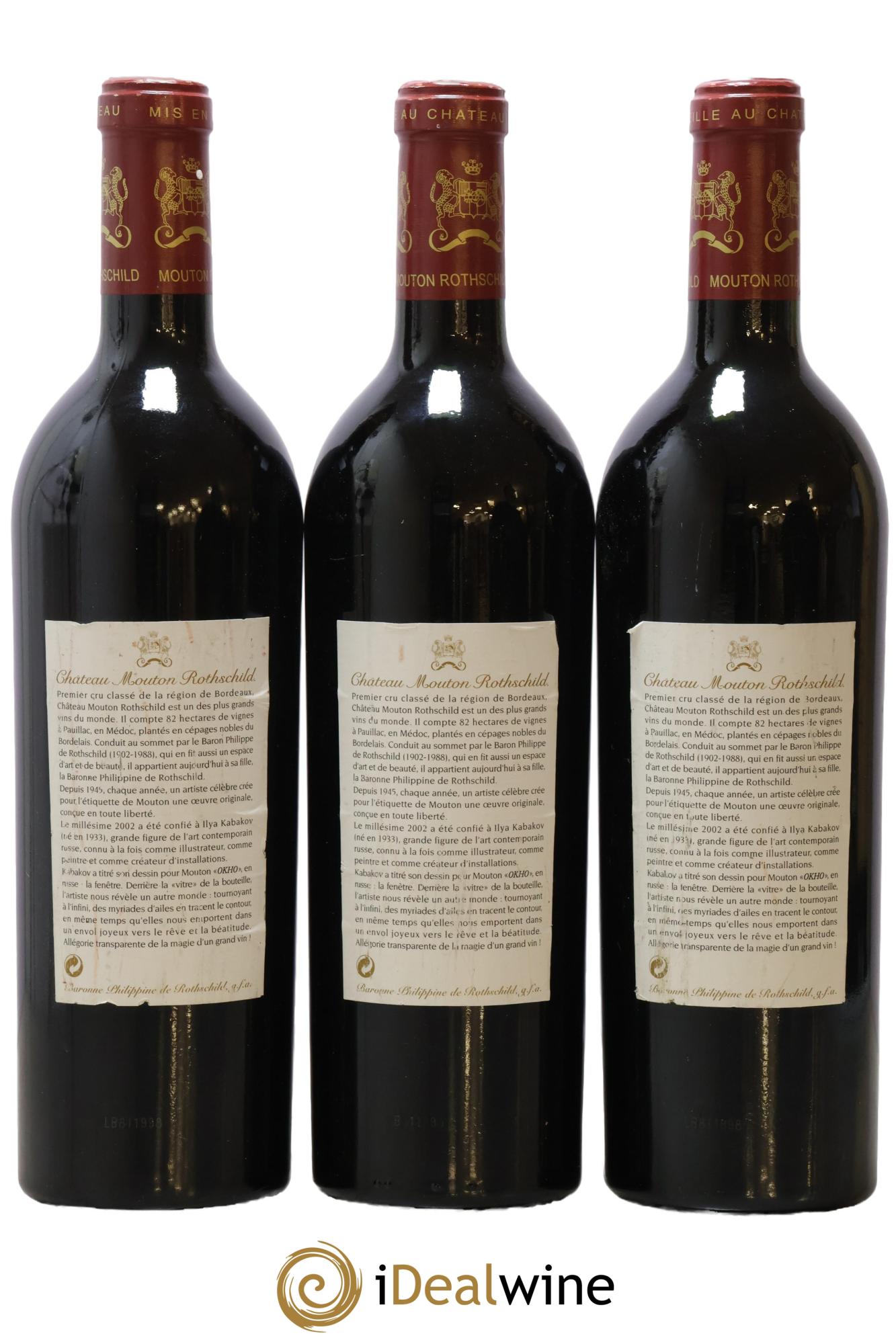 Château Mouton Rothschild 1er Grand Cru Classé 2002 - Lot of 3 bottles - 1