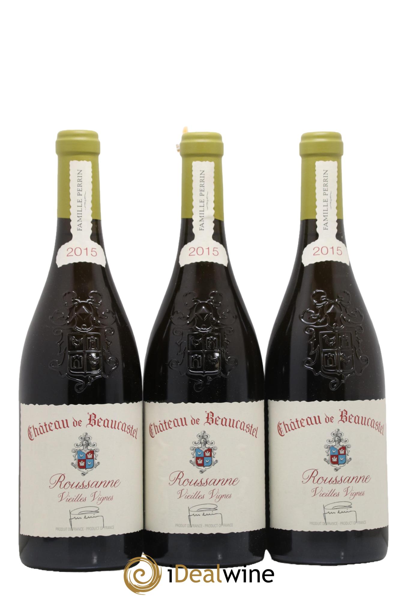 Châteauneuf-du-Pape Château de Beaucastel Vieilles vignes Roussanne Famille Perrin 2015 - Lot de 3 bouteilles - 0