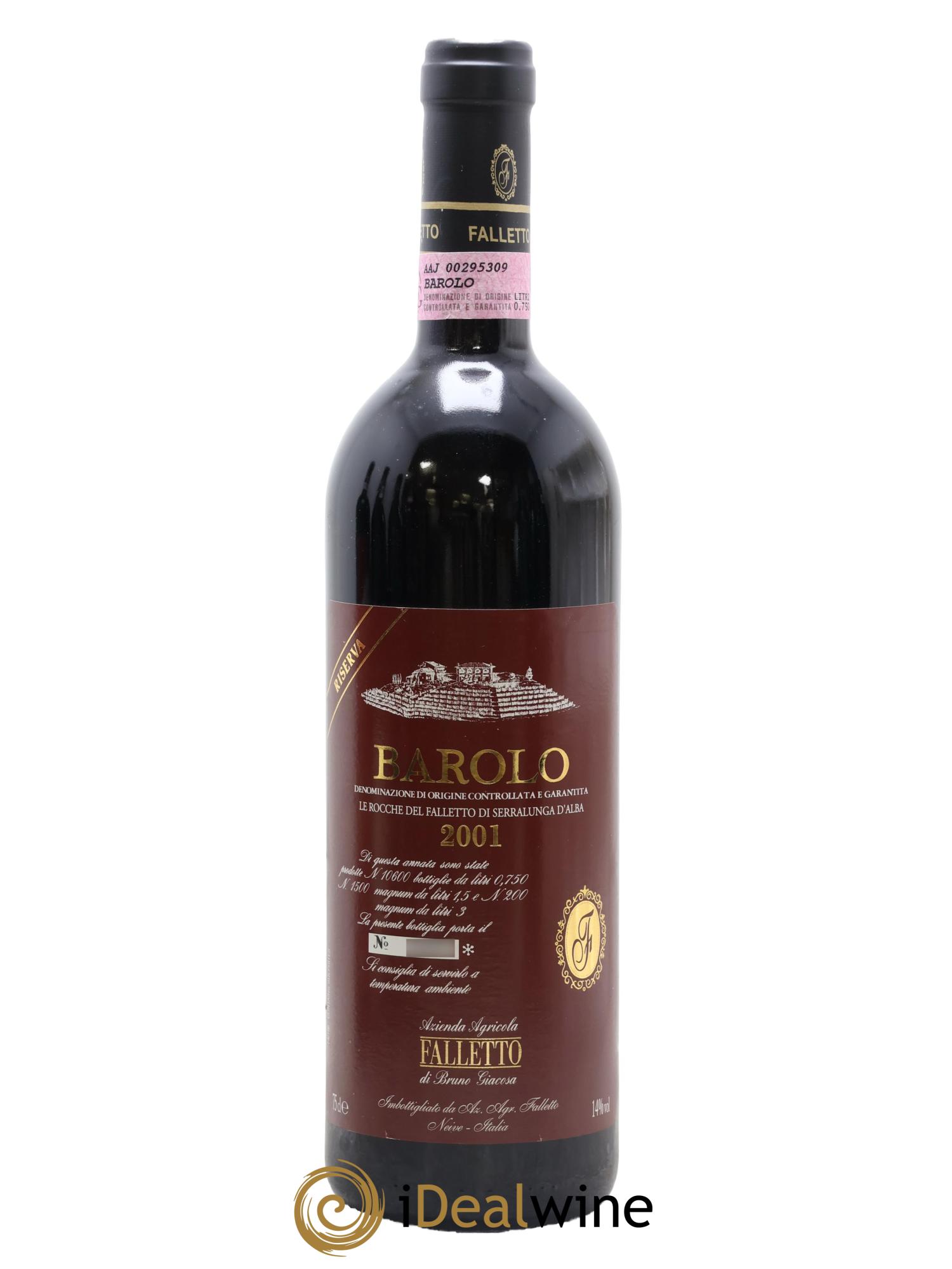Barolo DOCG Riserva Le Rocche del Falletto Falletto - Bruno Giacosa 2001 - Posten von 1 Flasche - 0