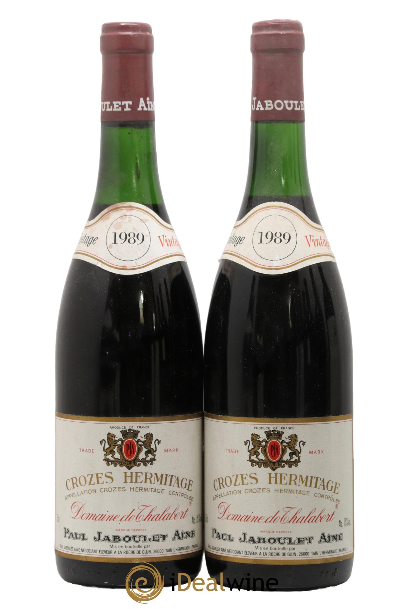 Crozes-Hermitage Domaine de Thalabert Paul Jaboulet Ainé 1989 - Lot de 2 bouteilles - 0