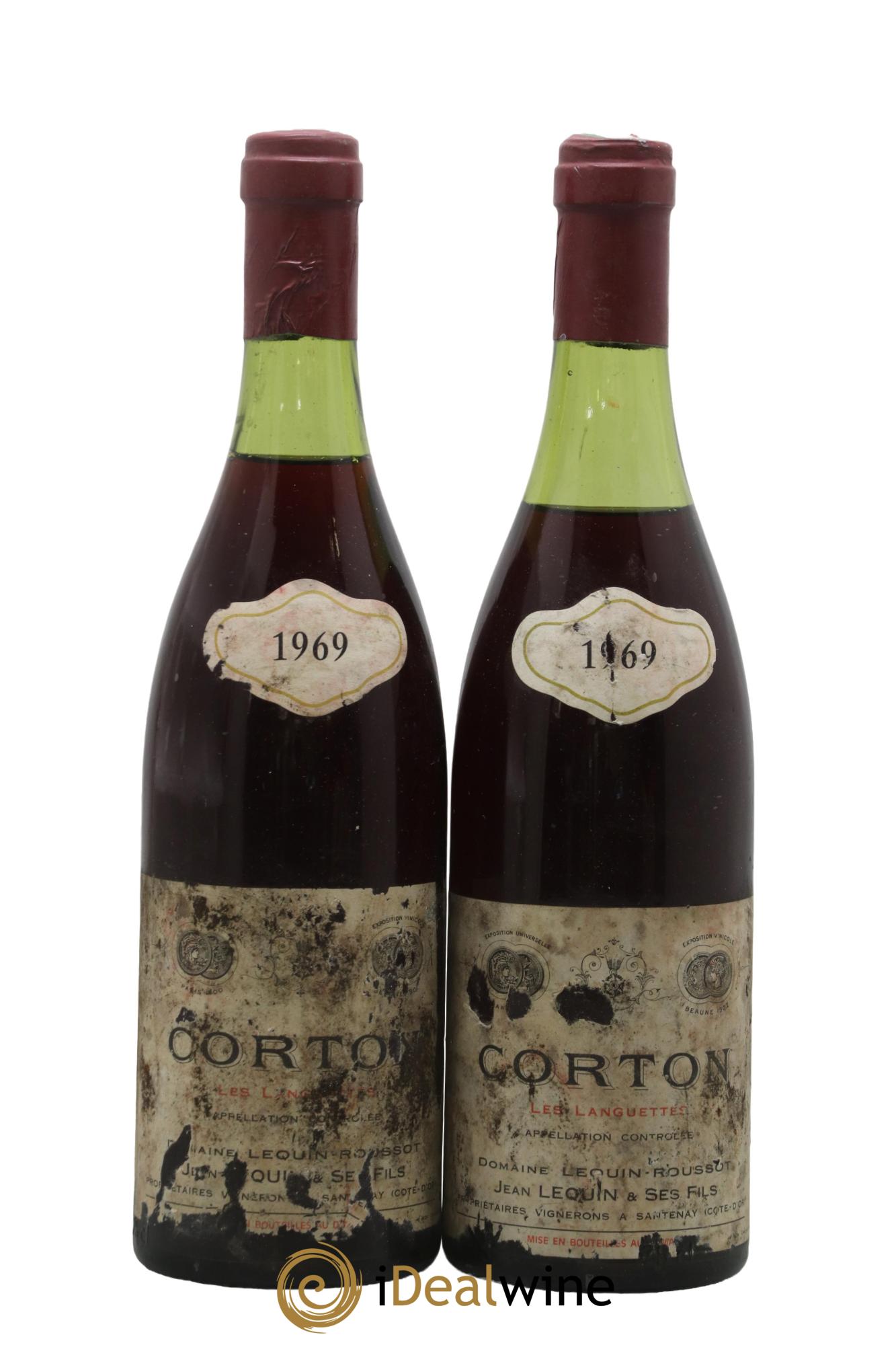 Corton Grand Cru Les Languettes Jean Lequin Et Fils 1969 - Lot de 2 bouteilles - 0