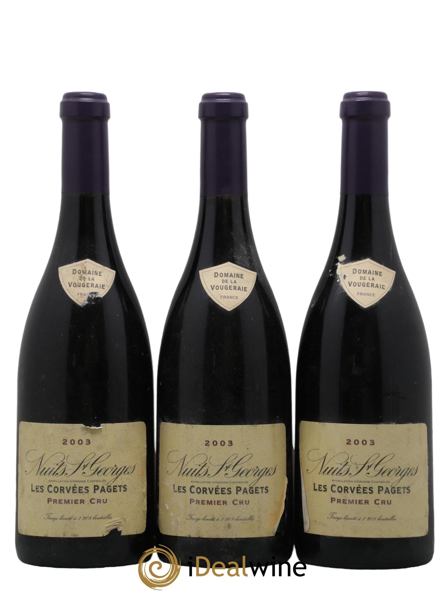 Nuits-Saint-Georges 1er Cru Les Corvées Pagets La Vougeraie 2003 - Lot de 3 bouteilles - 0