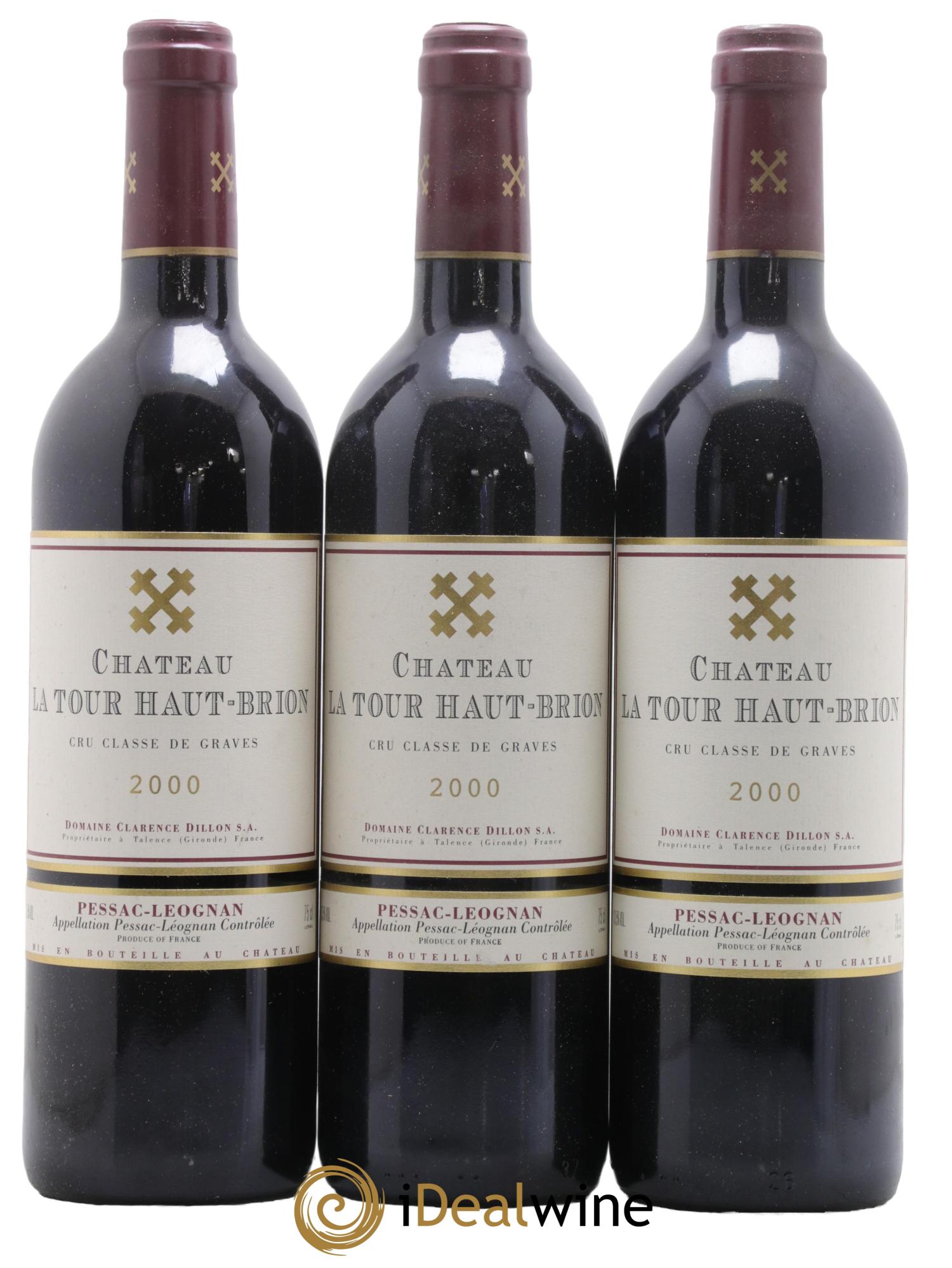 Château la Tour Haut-Brion Cru Classé de Graves 2000 - Lot de 3 bouteilles - 0