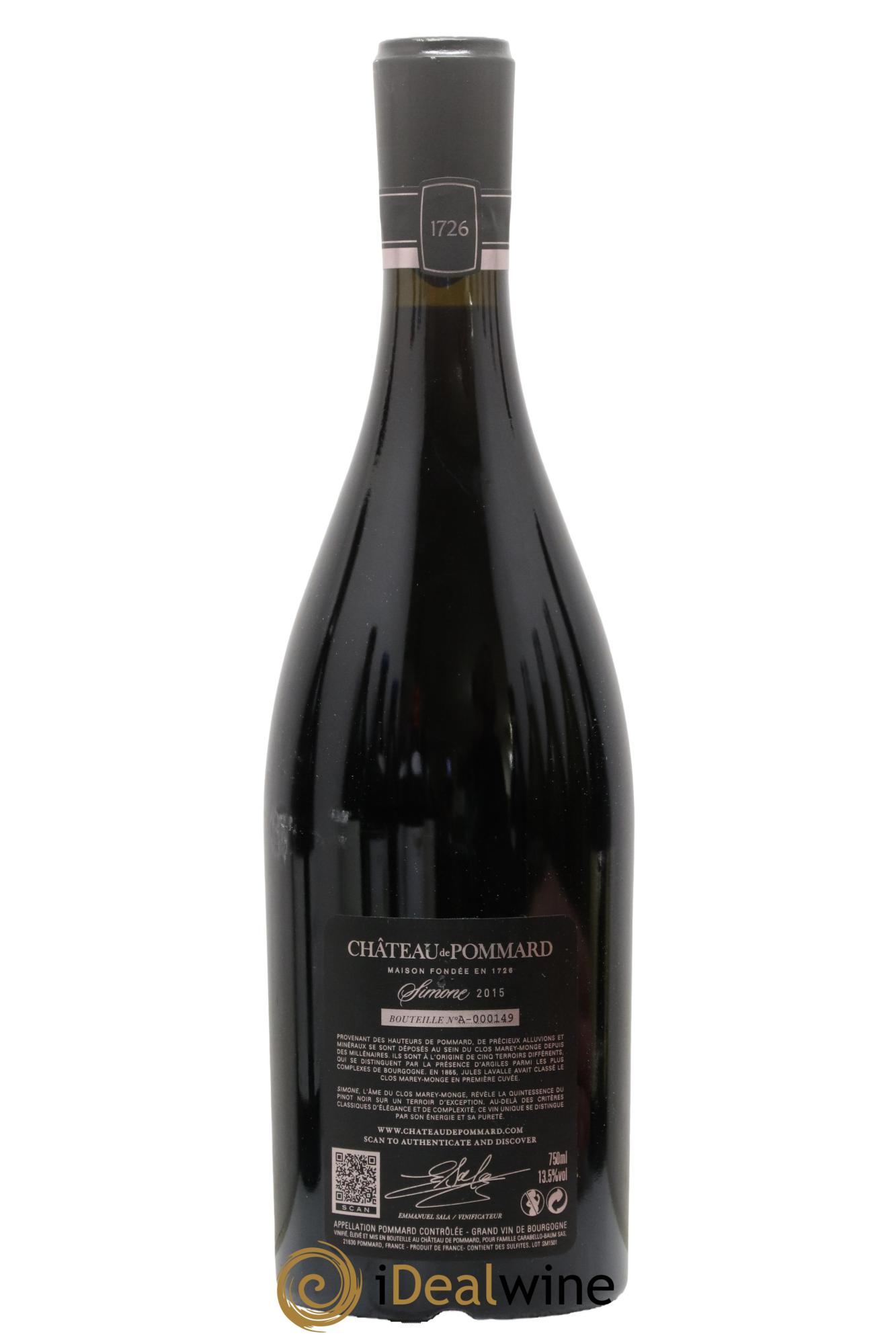 Pommard cuvée Simone Château de Pommard 2015 - Posten von 1 Flasche - 1