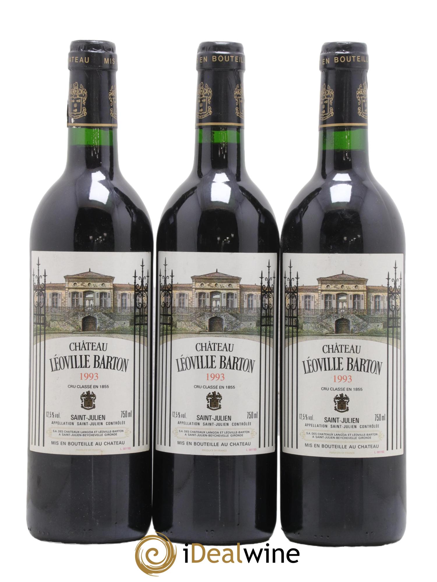Château Léoville Barton 2ème Grand Cru Classé 1993 - Lot de 3 bouteilles - 0
