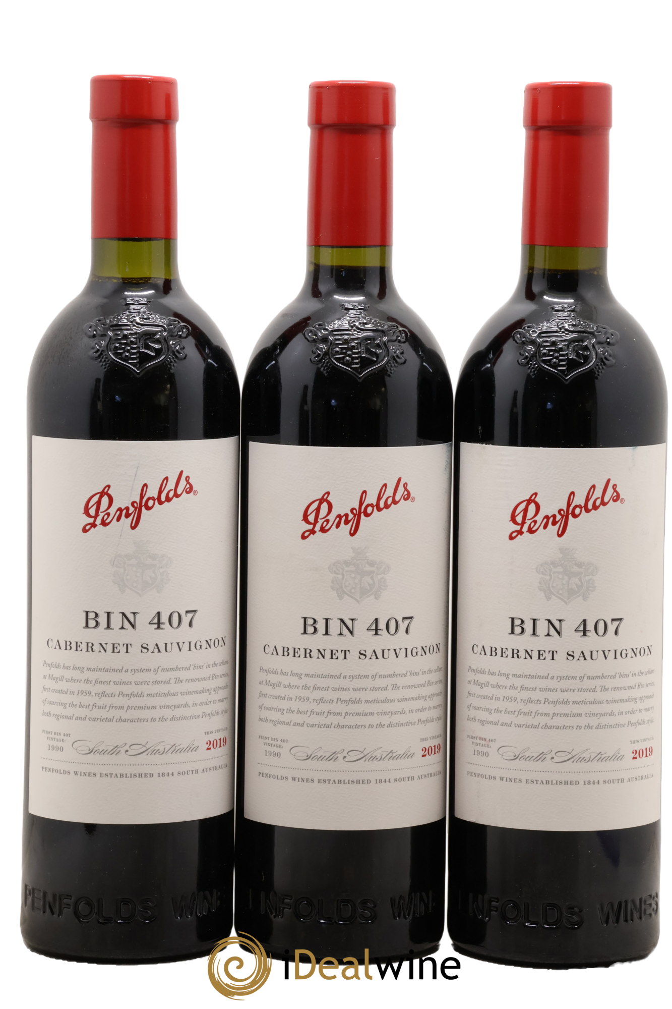 South Australia Penfolds Wines Bin 407 Cabernet Sauvignon 2019 - Lot de 3 bouteilles - 0