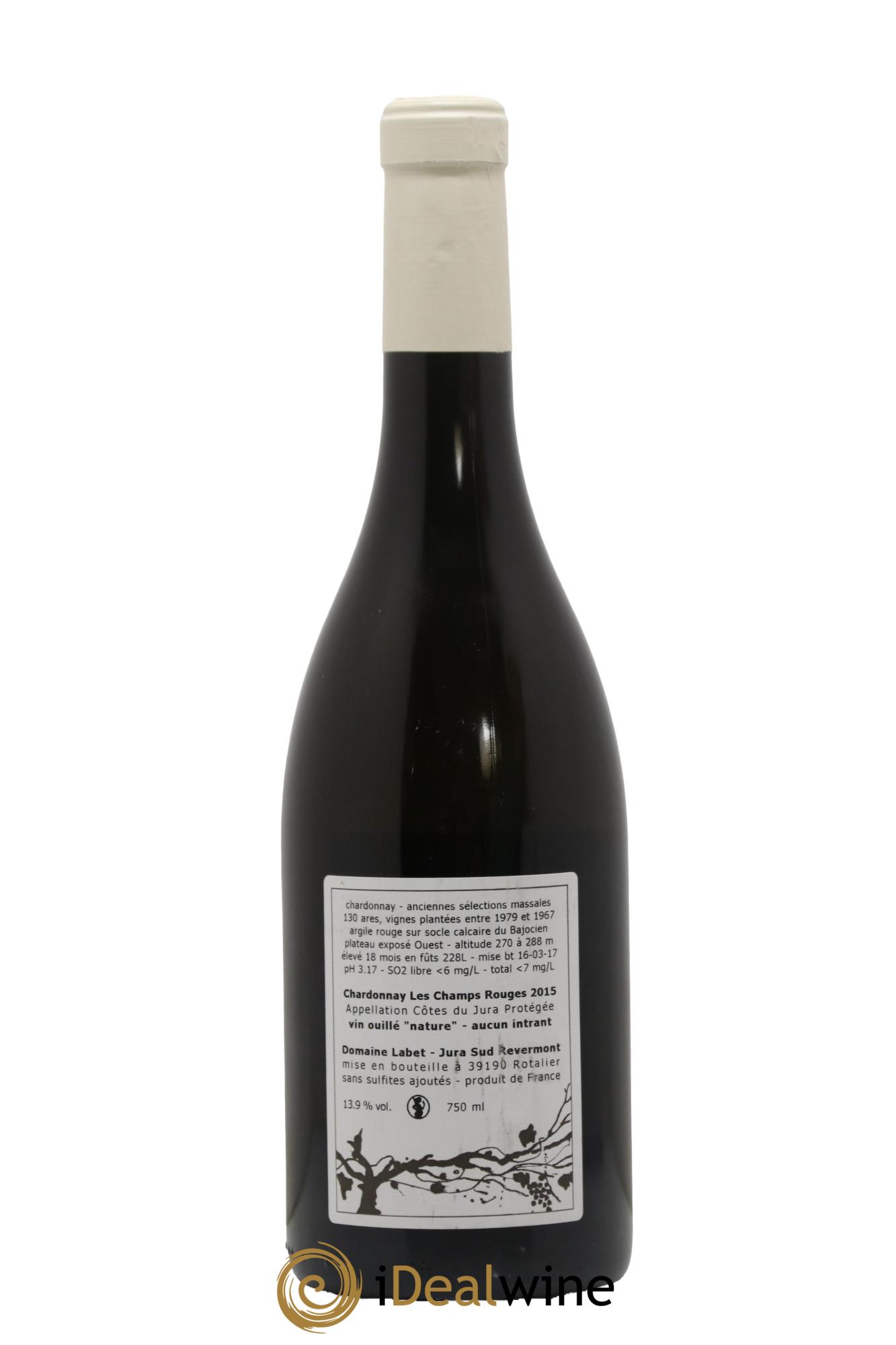 Côtes du Jura Chardonnay Les Champs Rouges Romain - Julien  - Charline Labet 2015 - Lot de 1 bouteille - 1