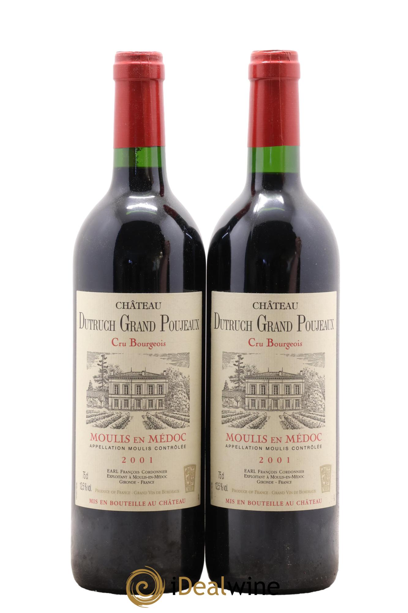 Château Dutruch Grand Poujeaux Cru Bourgeois 2001 - Lot de 2 bouteilles - 0