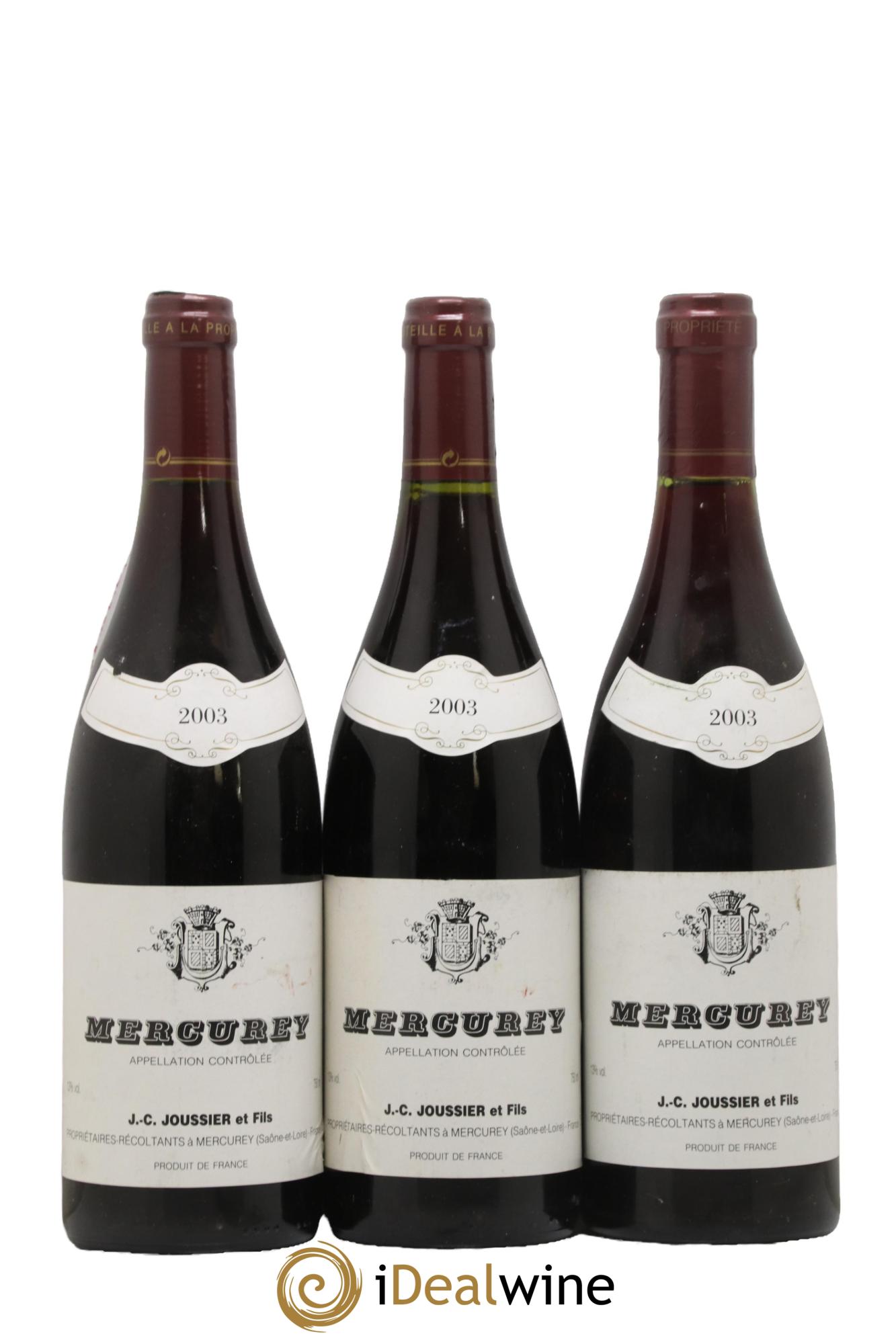 Mercurey J C Joussier Et Fils 2003 - Lot de 3 bouteilles - 0
