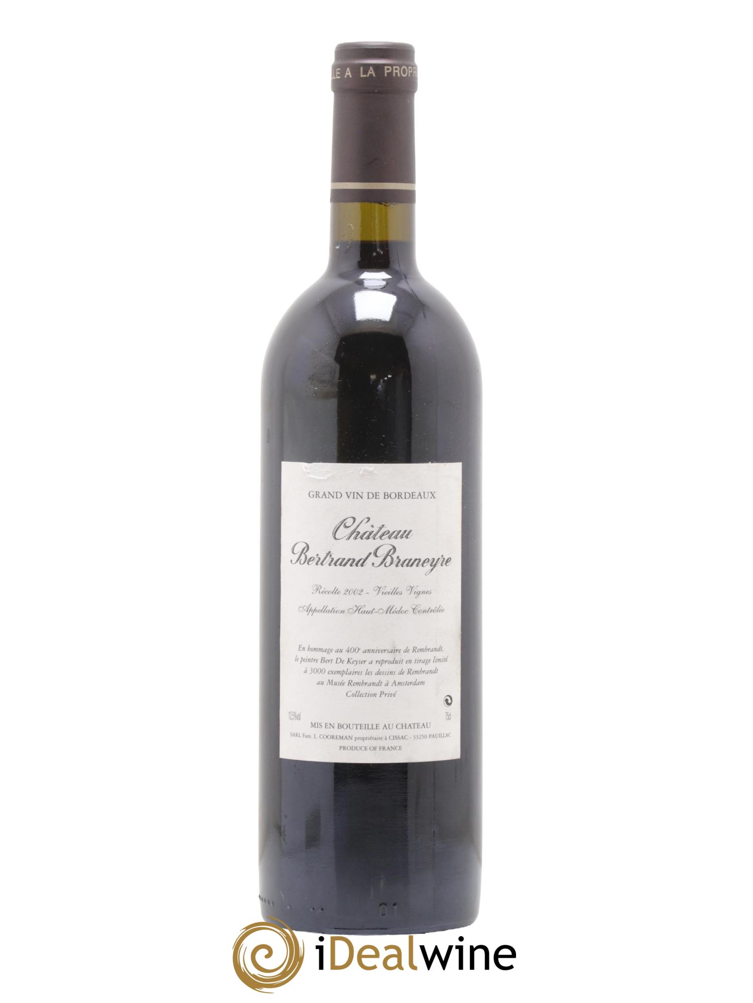 Haut Médoc Chateau Bertrand Braneyre 2002 - Lot de 1 bouteille - 1