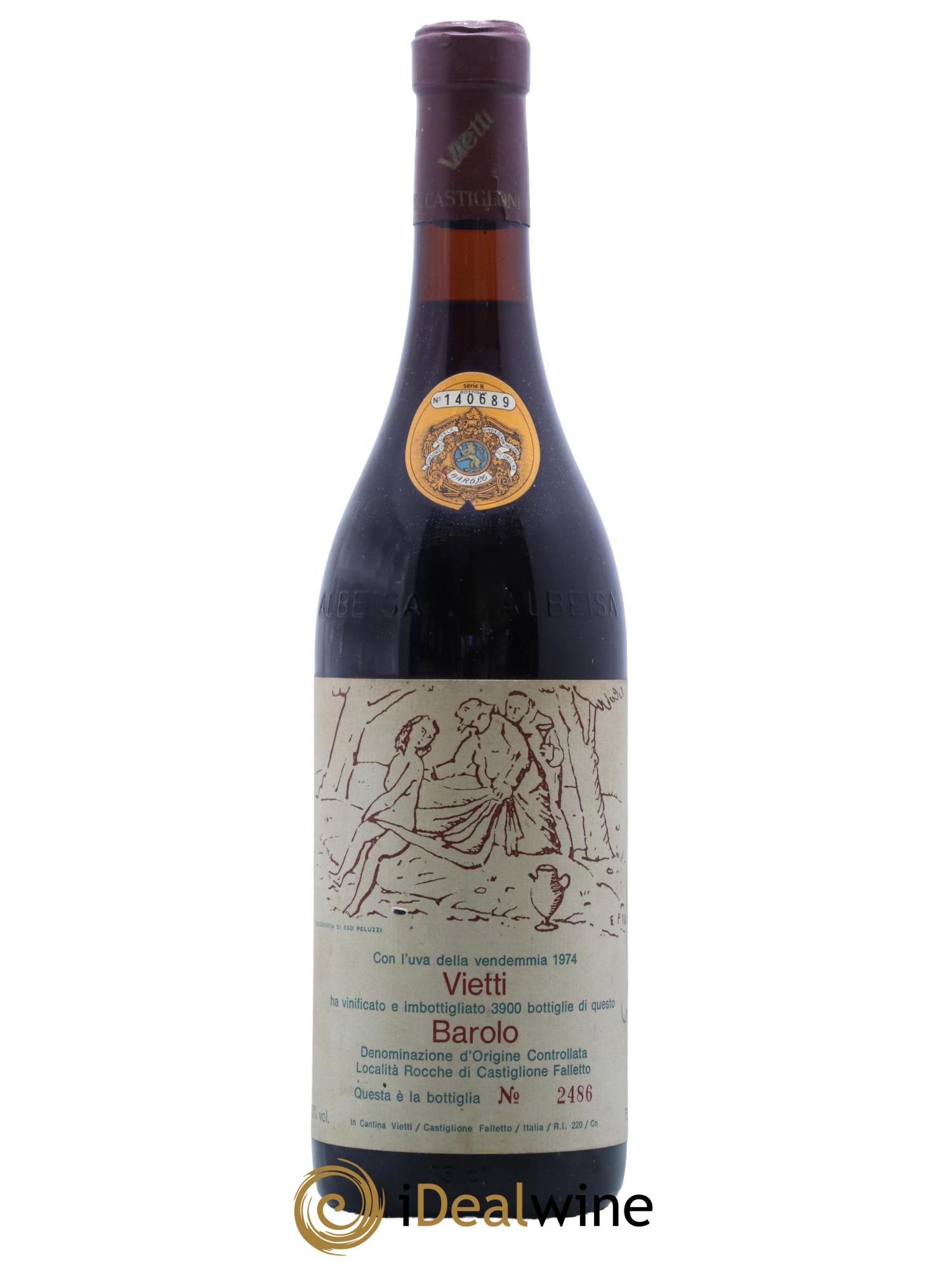Barolo DOCG Castiglione Vietti 1974 - Lot de 1 bouteille - 0