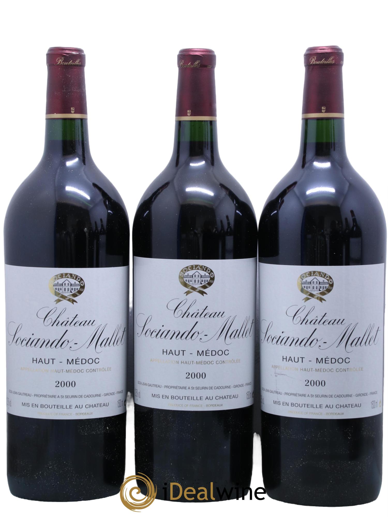 Château Sociando Mallet 2000 - Posten von 3 Magnum - 0
