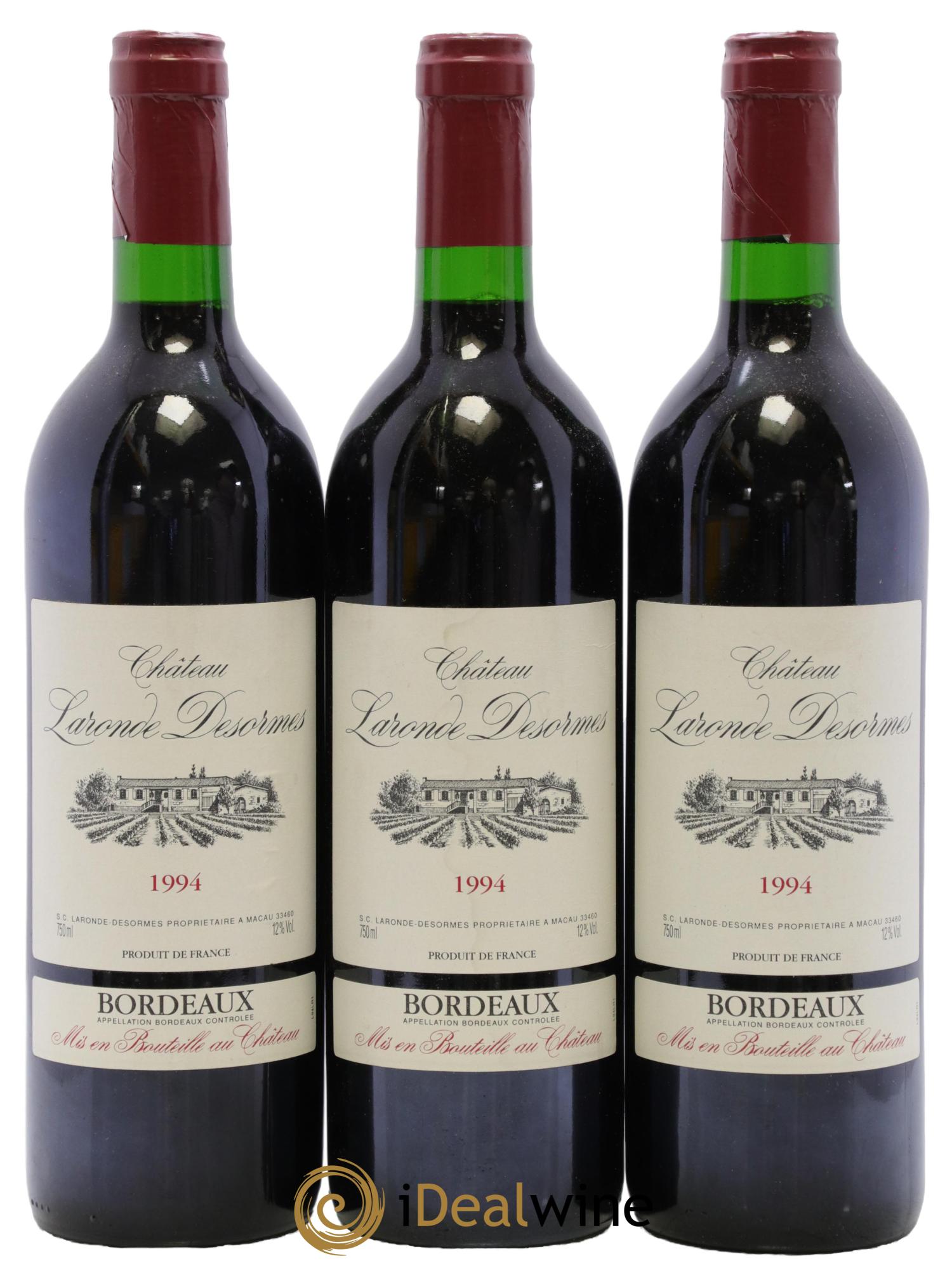 Bordeaux Supérieur Château Laronde Desormes 1994 - Posten von 3 Flaschen - 0