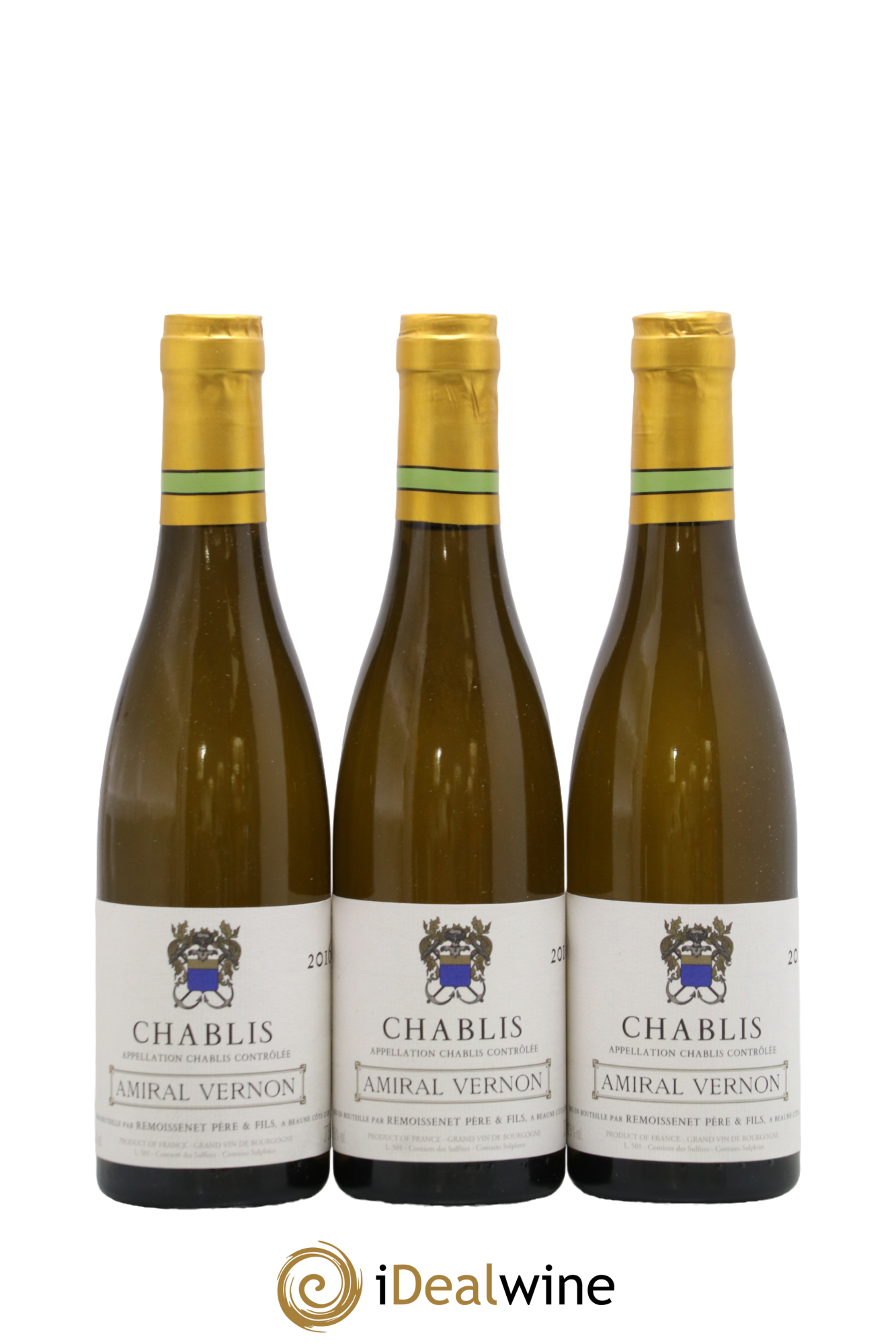 Chablis Amiral Vernon Remoissenet Père et Fils 2016 - Lot de 3 demi bouteilles - 0