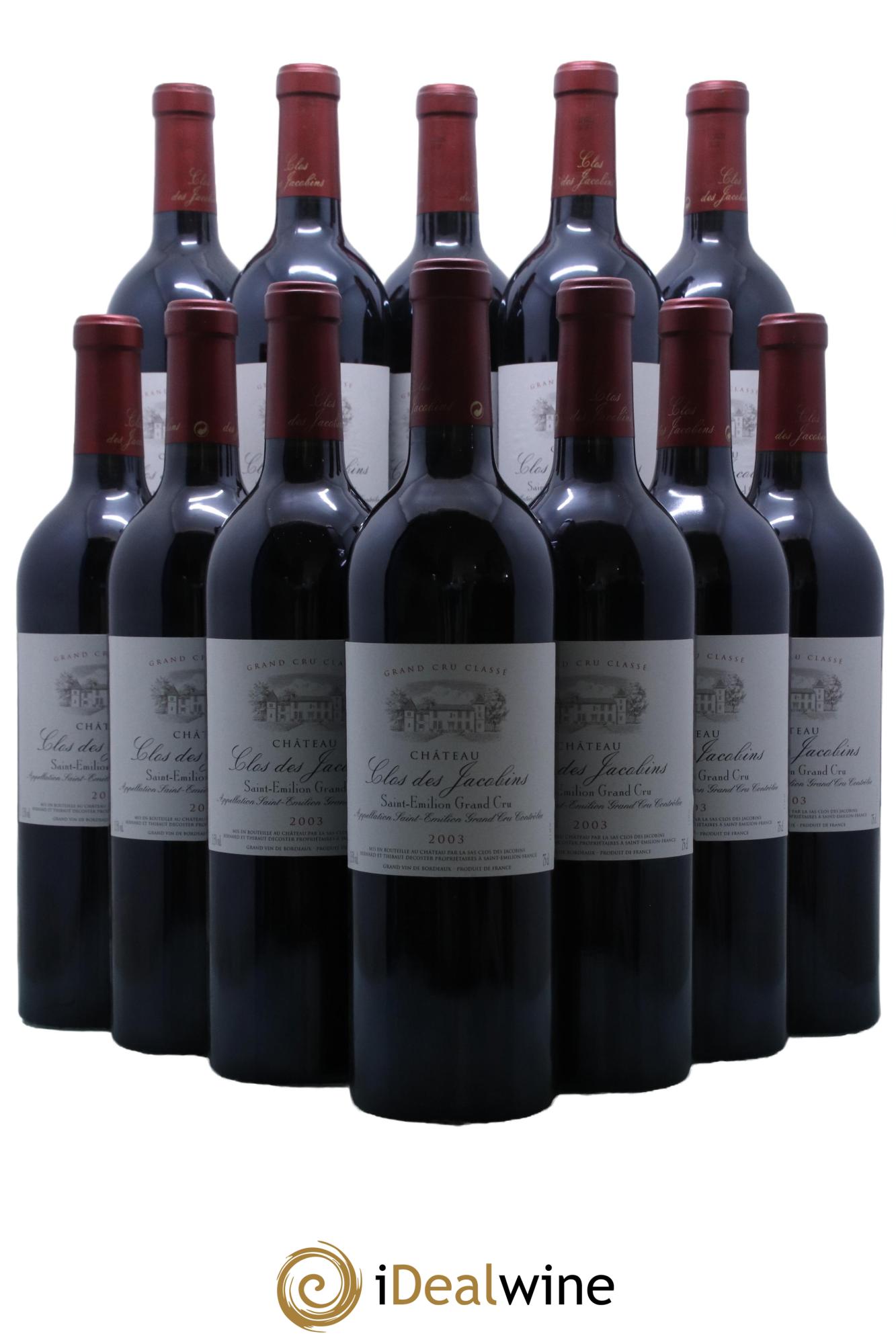 Château Clos des Jacobins Grand Cru Classé 2003 - Lot de 12 bouteilles - 0